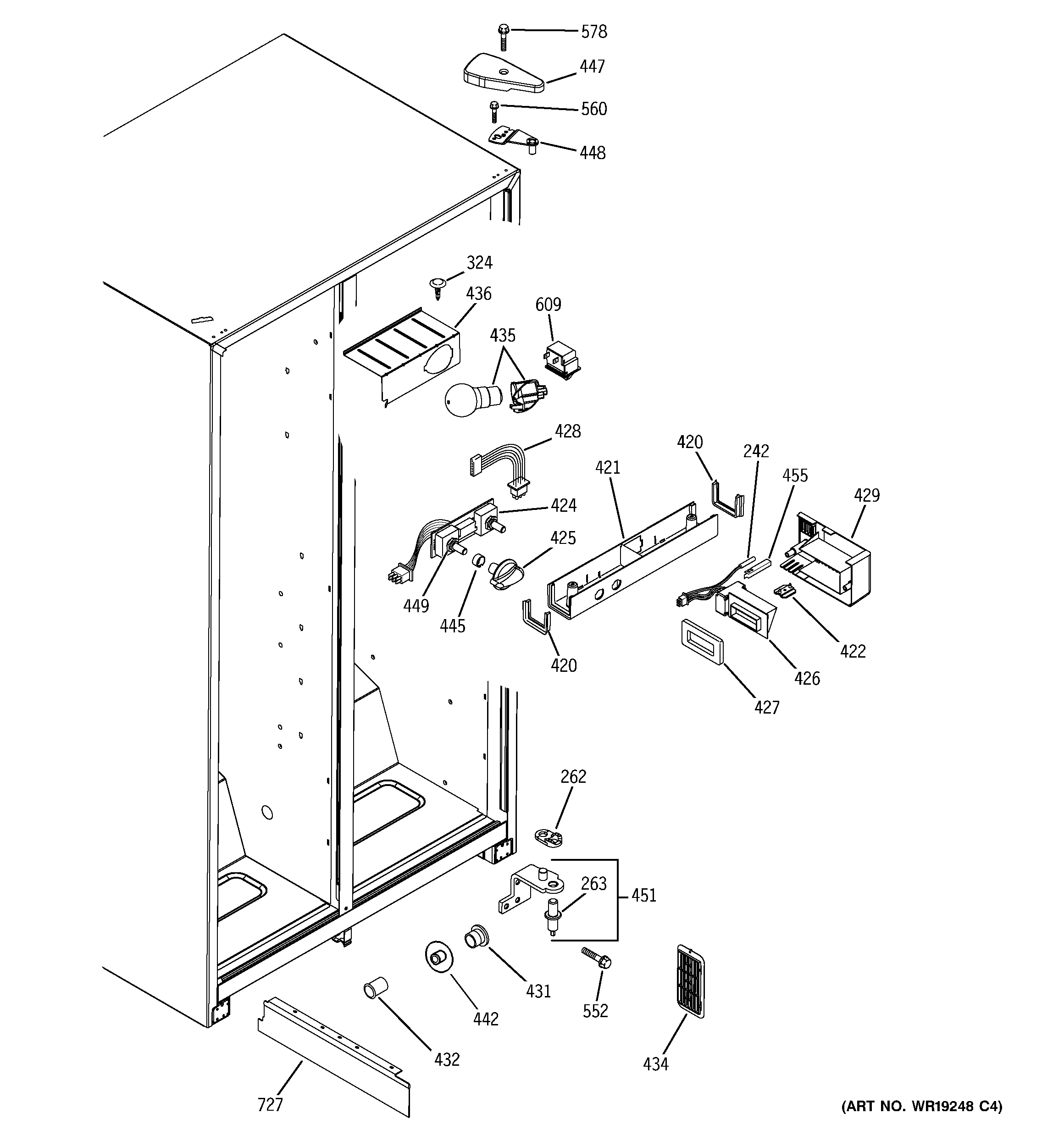 GE GST20IBPAWW fresh food section diagram