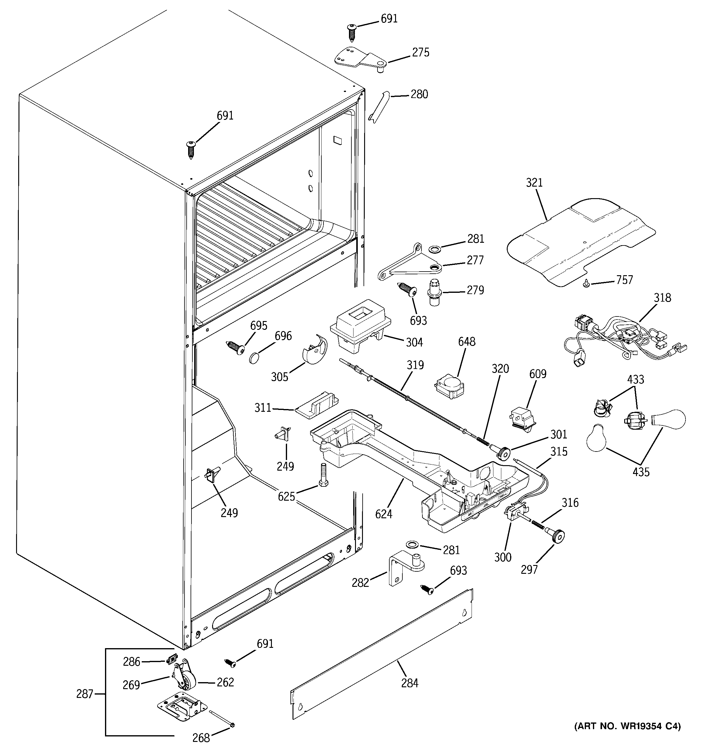 GE GTS18DCPARBB fresh food section diagram
