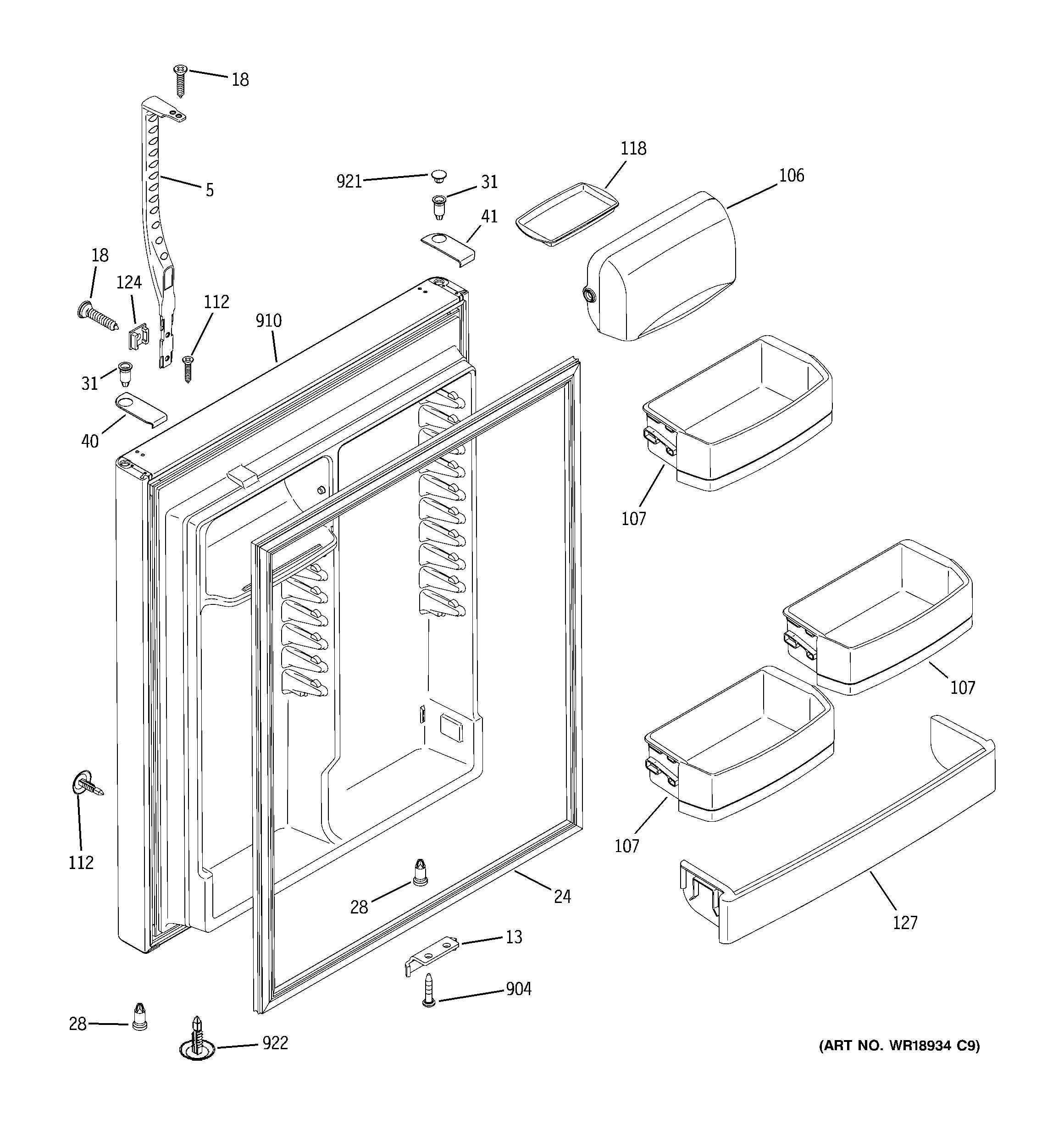 GE ETS22XBPBRCC fresh food door diagram