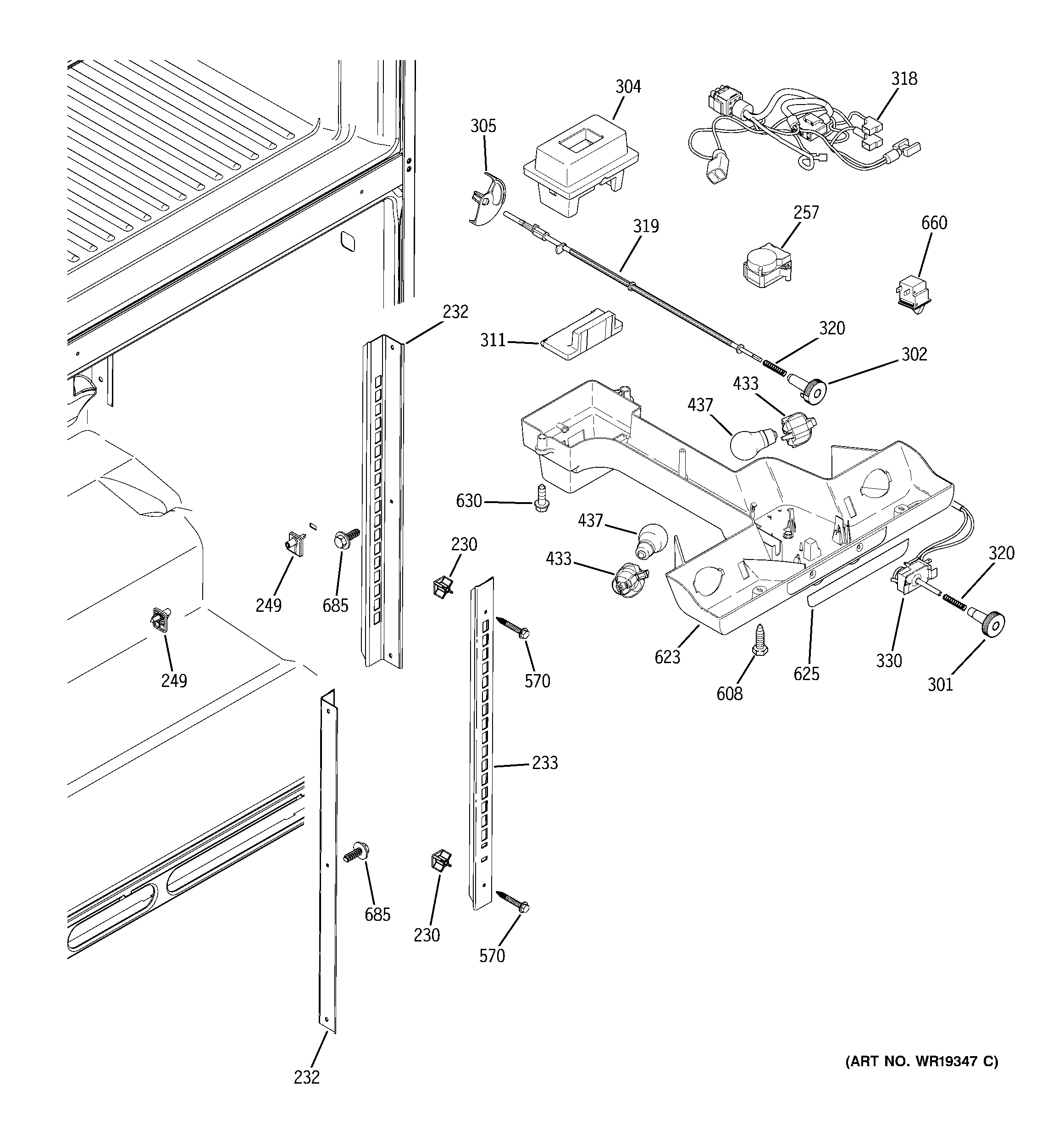 GE GTS22FBPBRWW fresh food section diagram