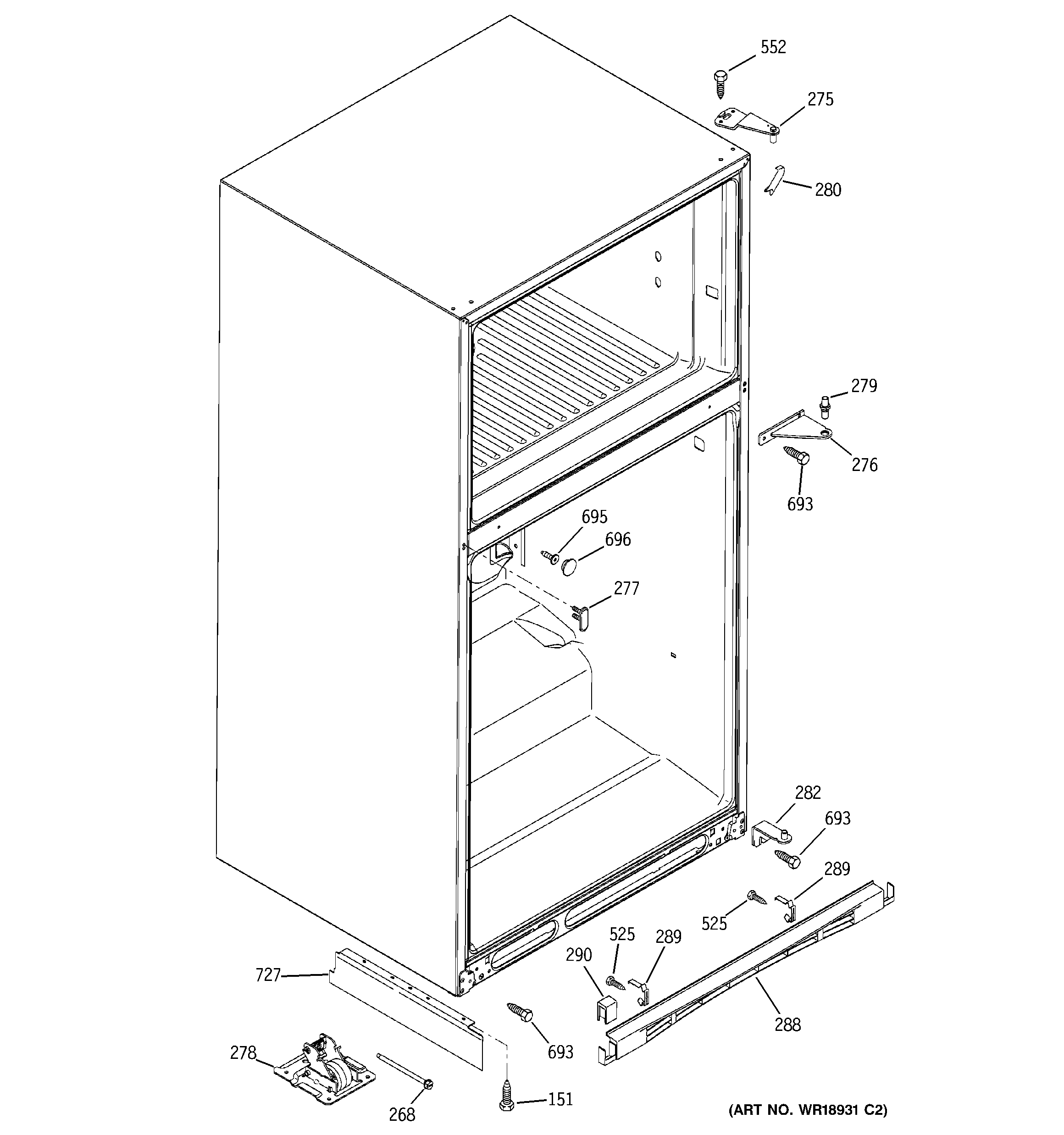 GE GTS22FBPBRWW case parts diagram