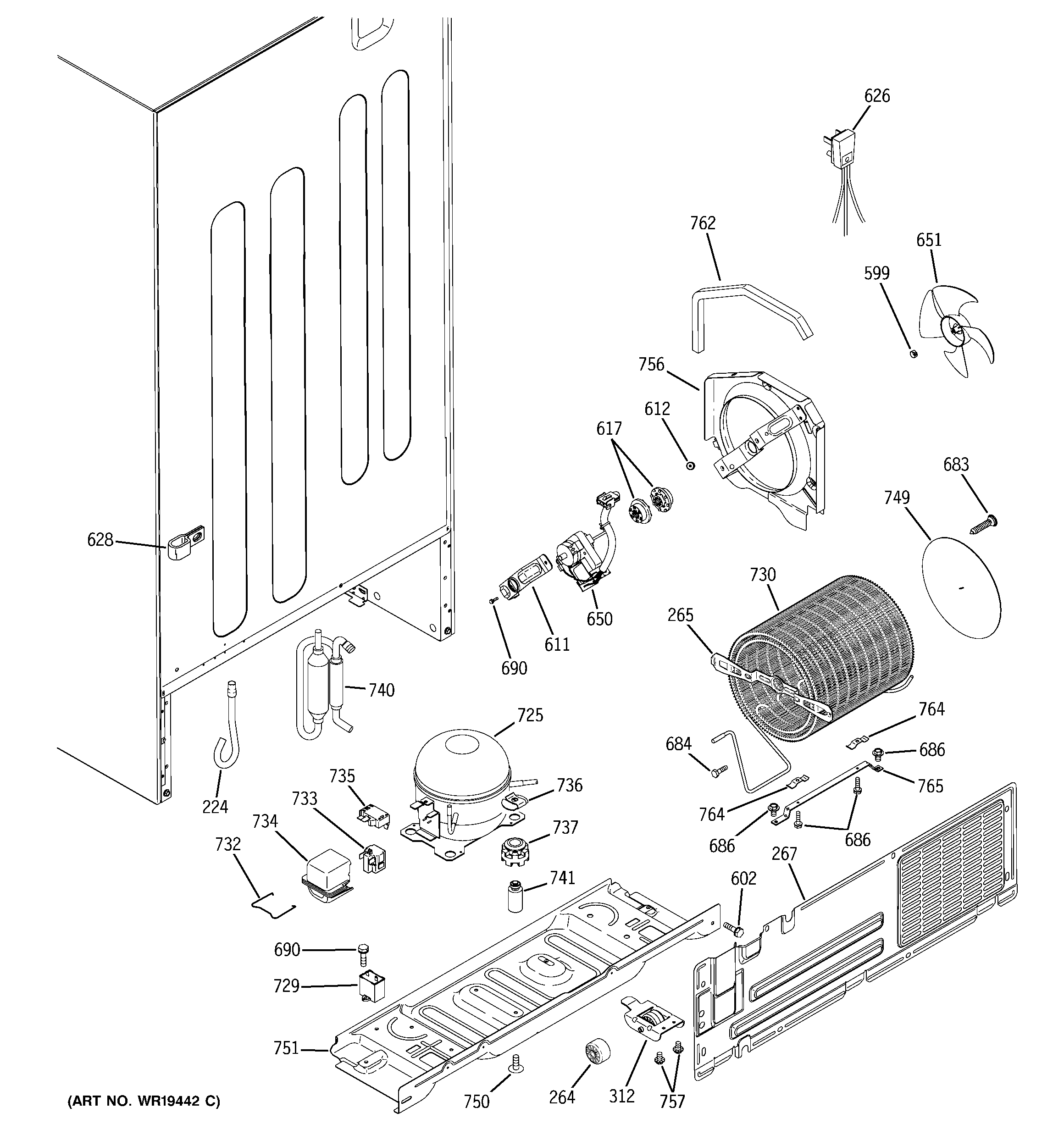 GE GTS22FBPBRWW unit parts diagram