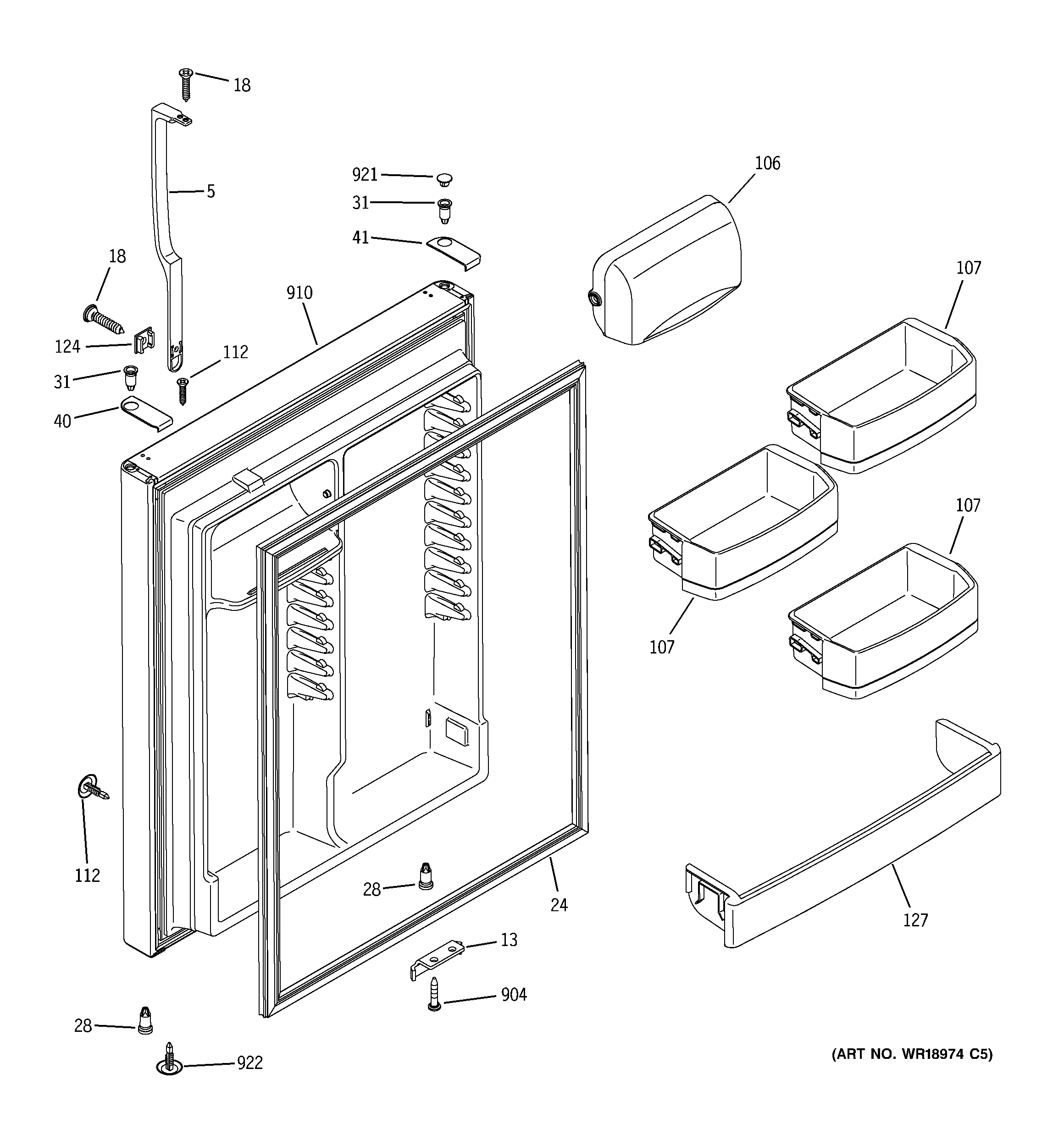 GE GTS22KBPBRCC fresh food door diagram