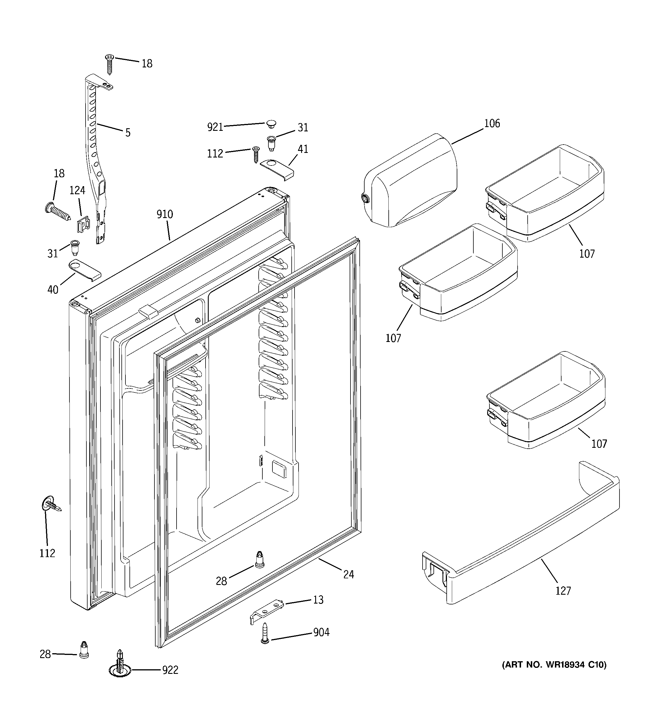 GE GTS22KCPBRBB fresh food door diagram