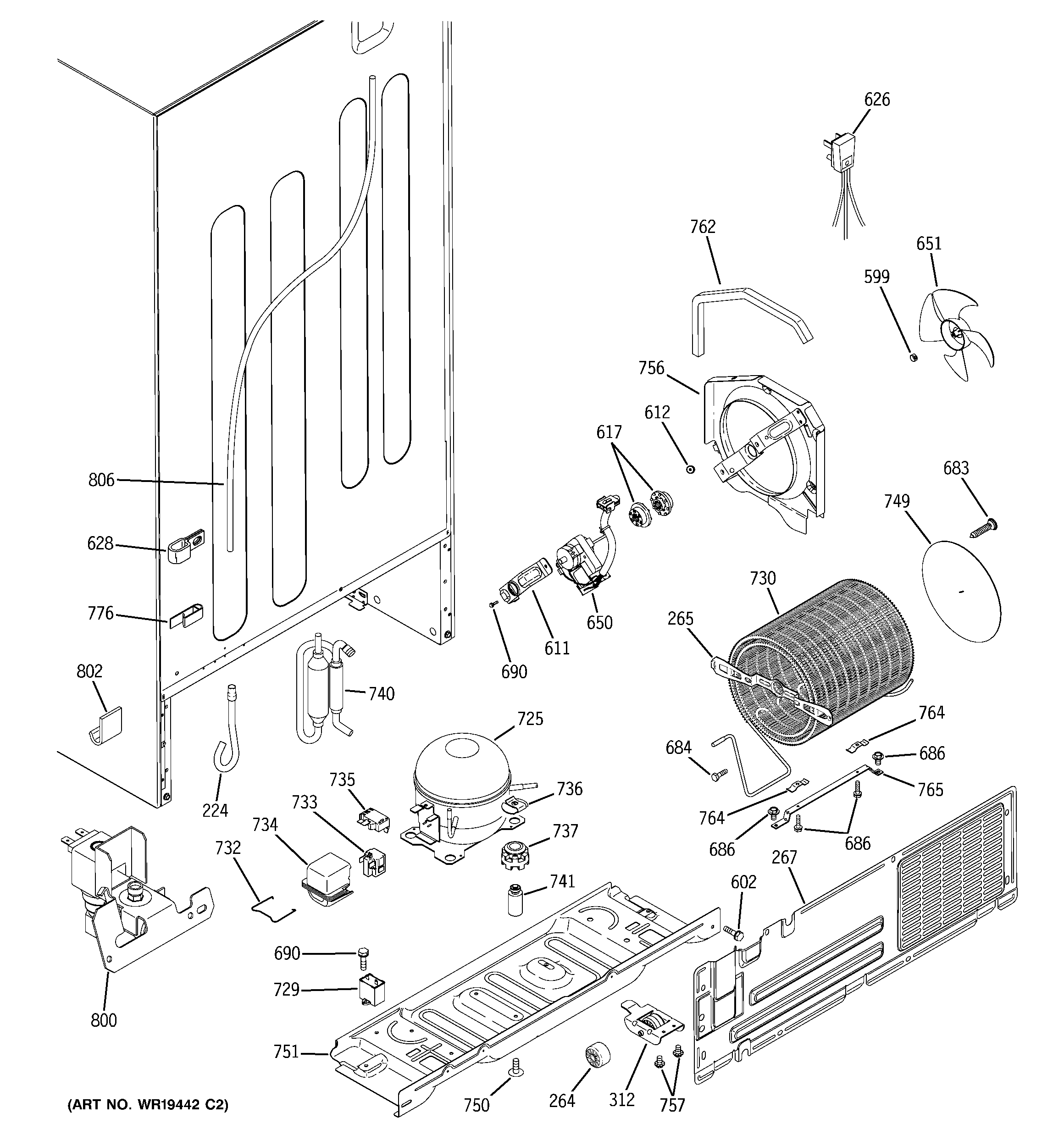 GE GTS22KCPBRBB unit parts diagram