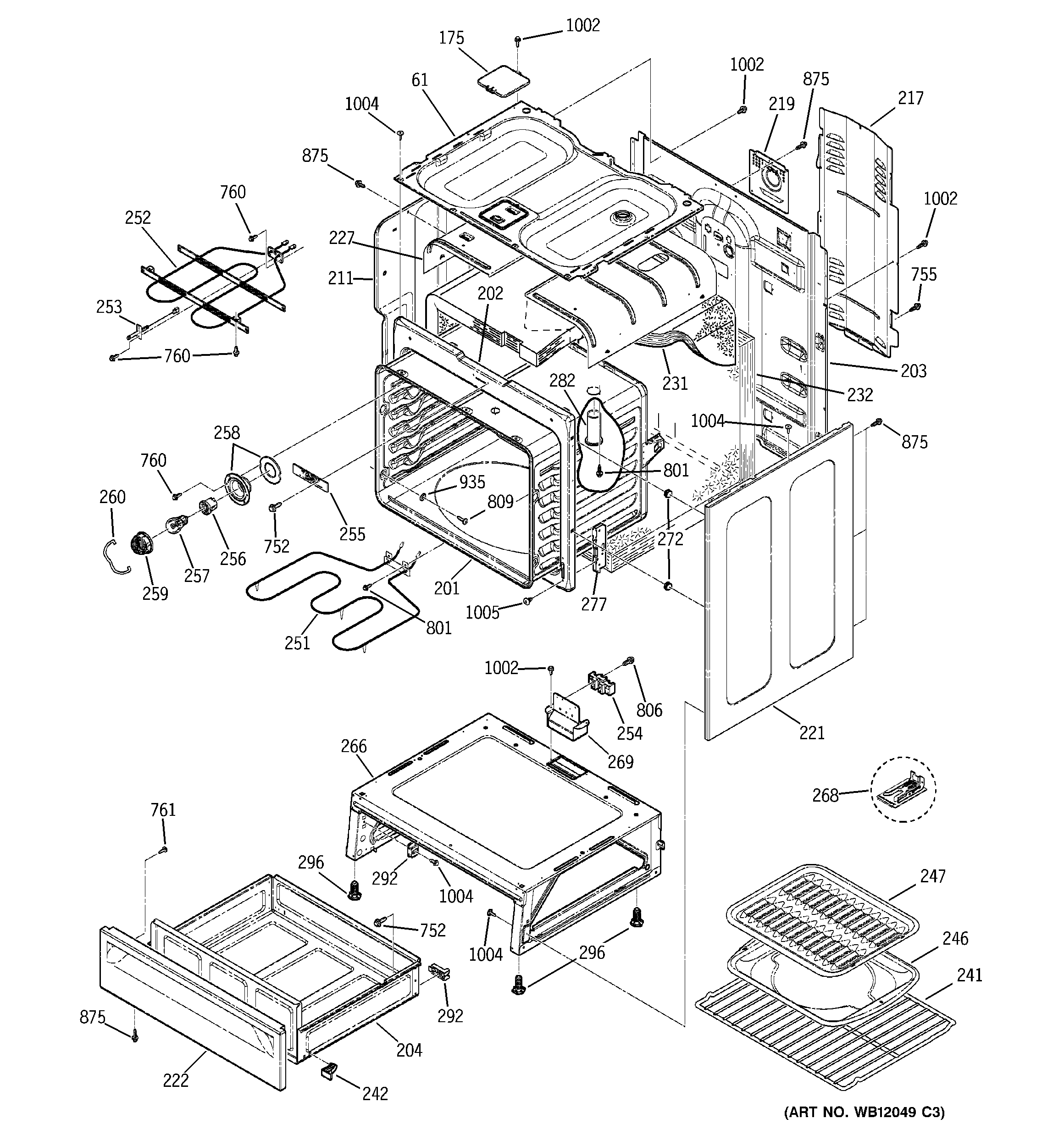 GE JBP26CH2CC body parts diagram