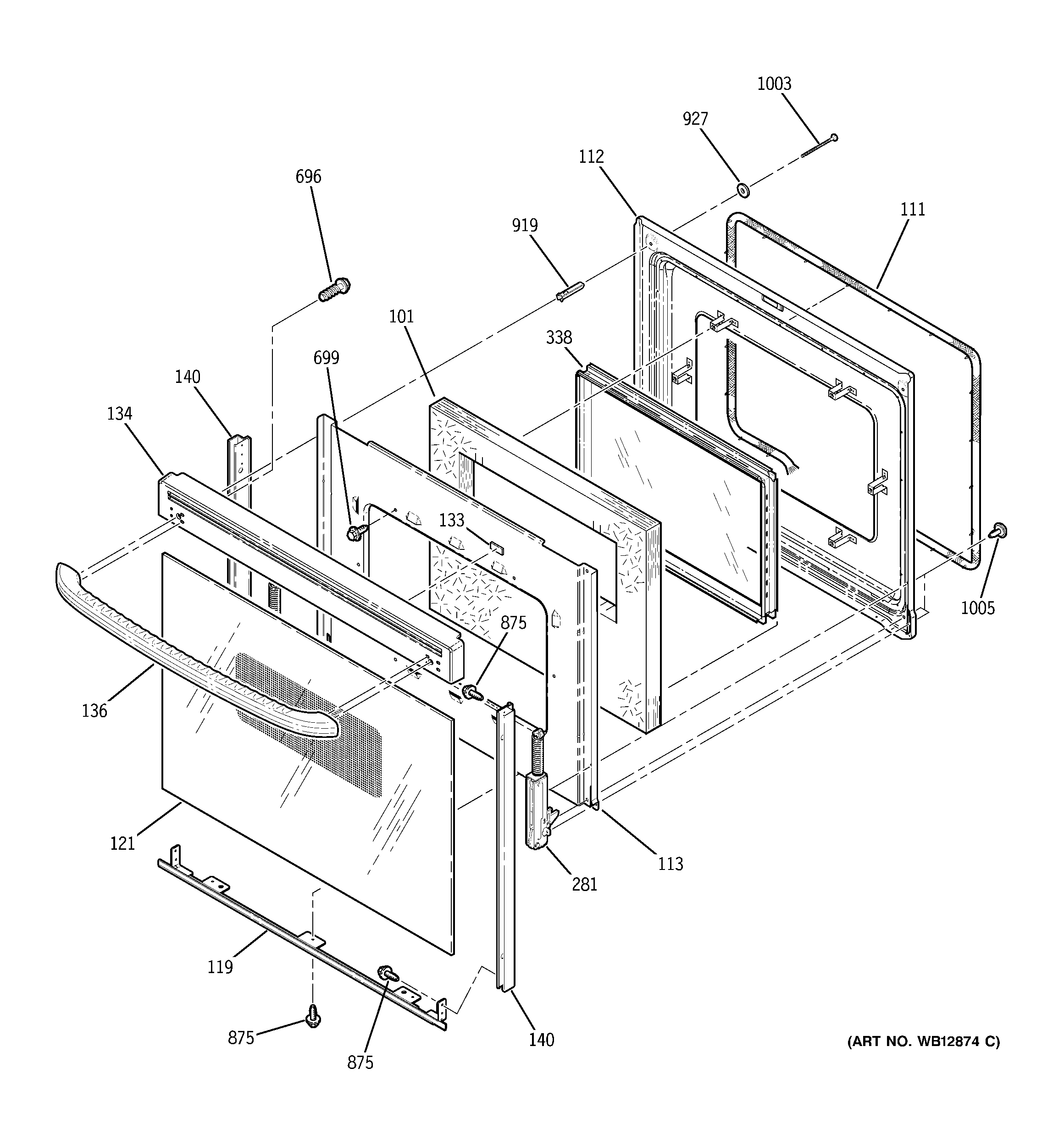 GE JBP26CH2CC door diagram