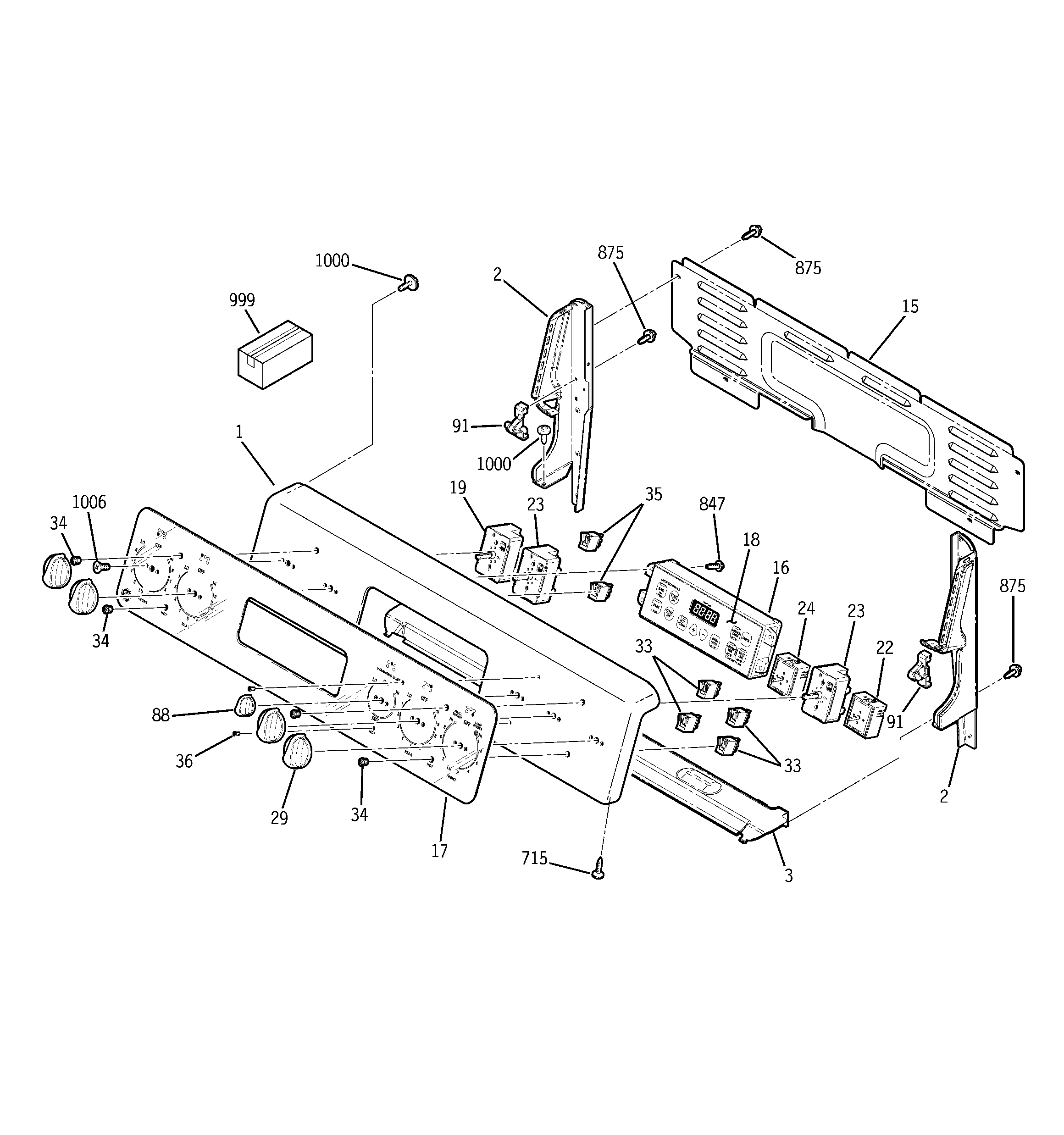 GE JBP99SH1SS control panel diagram