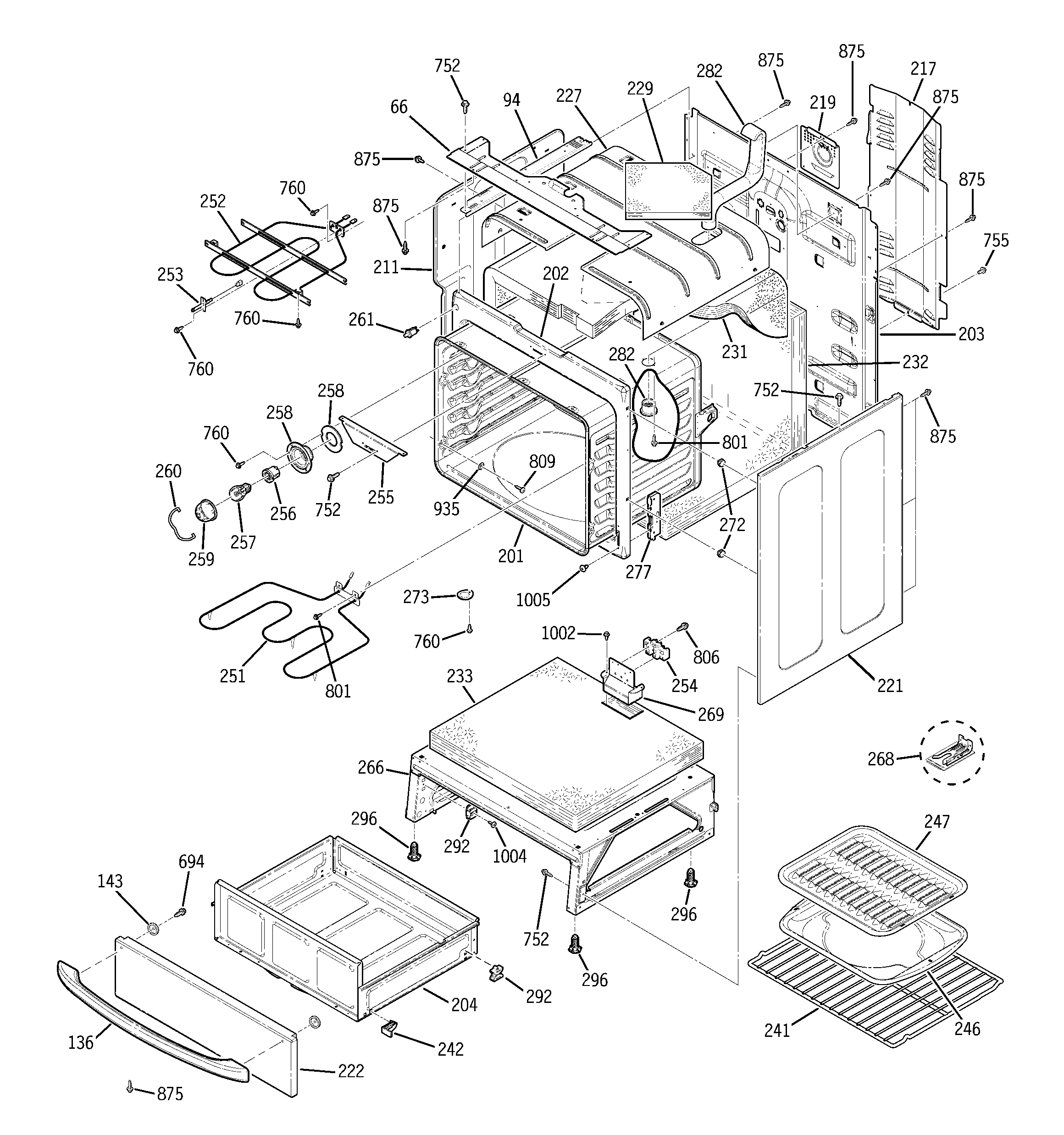 GE JBP99SH1SS body parts diagram