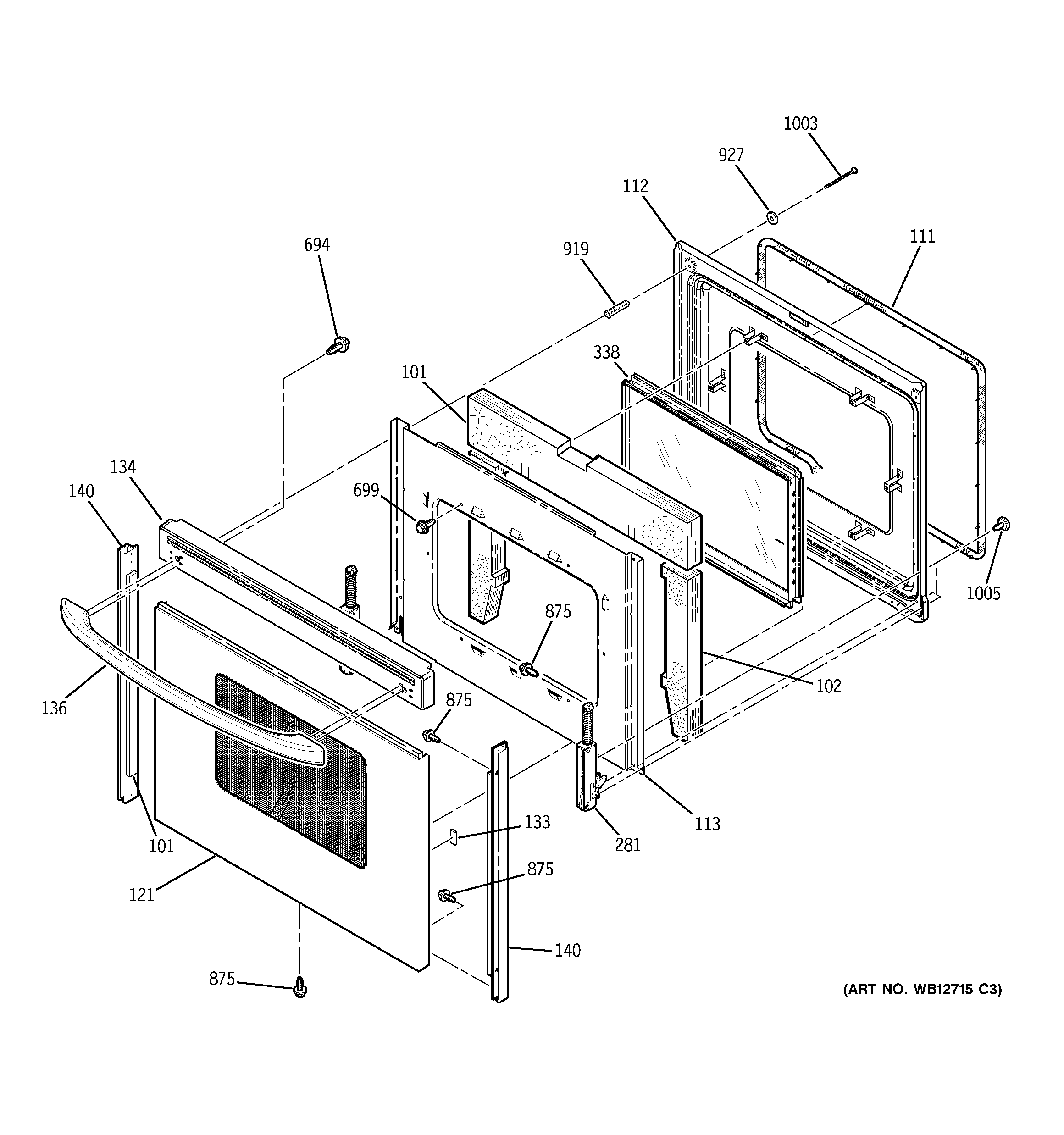 GE JBP99SH1SS door diagram