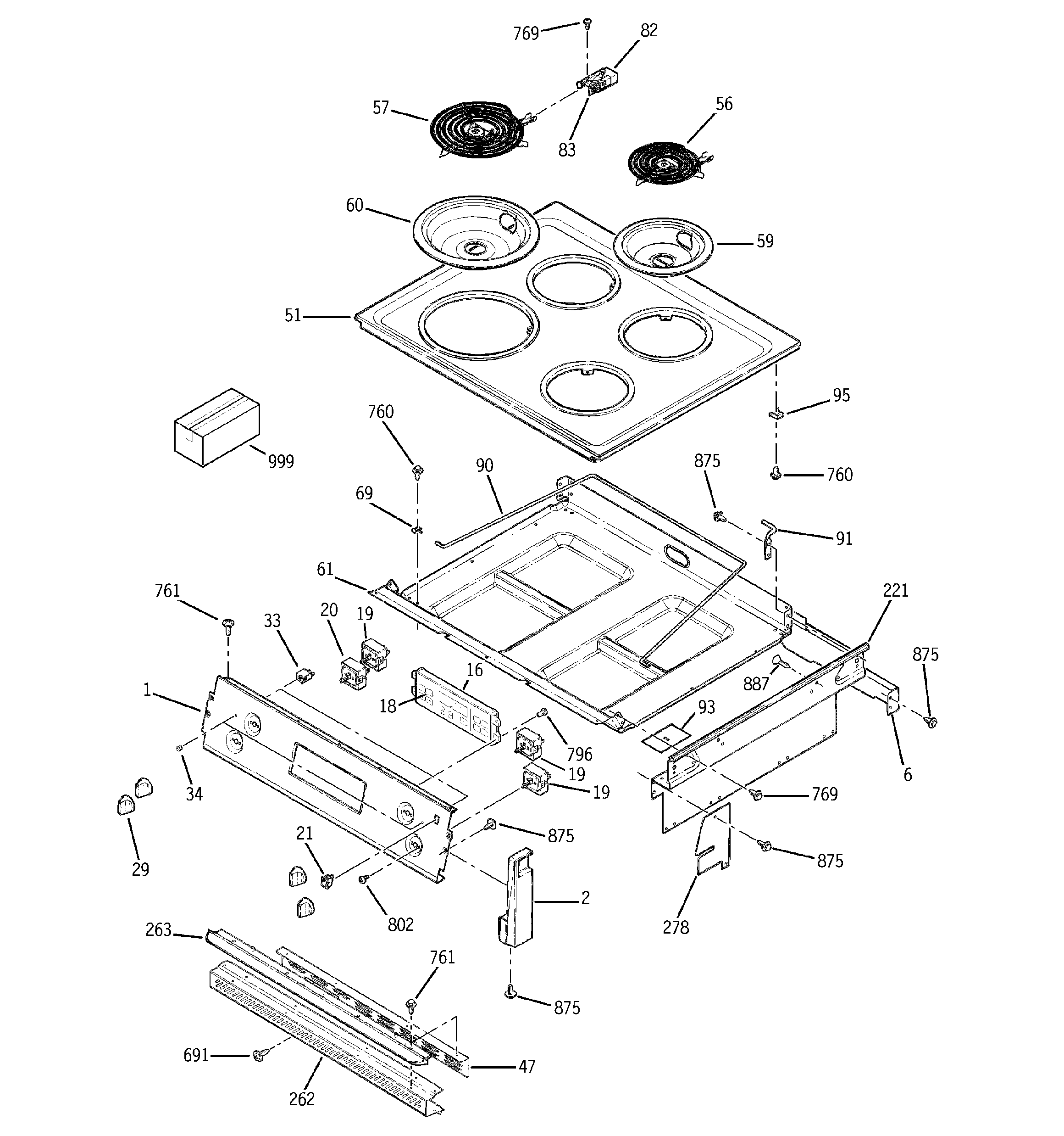 GE JMP28BD2CT control panel & cooktop diagram