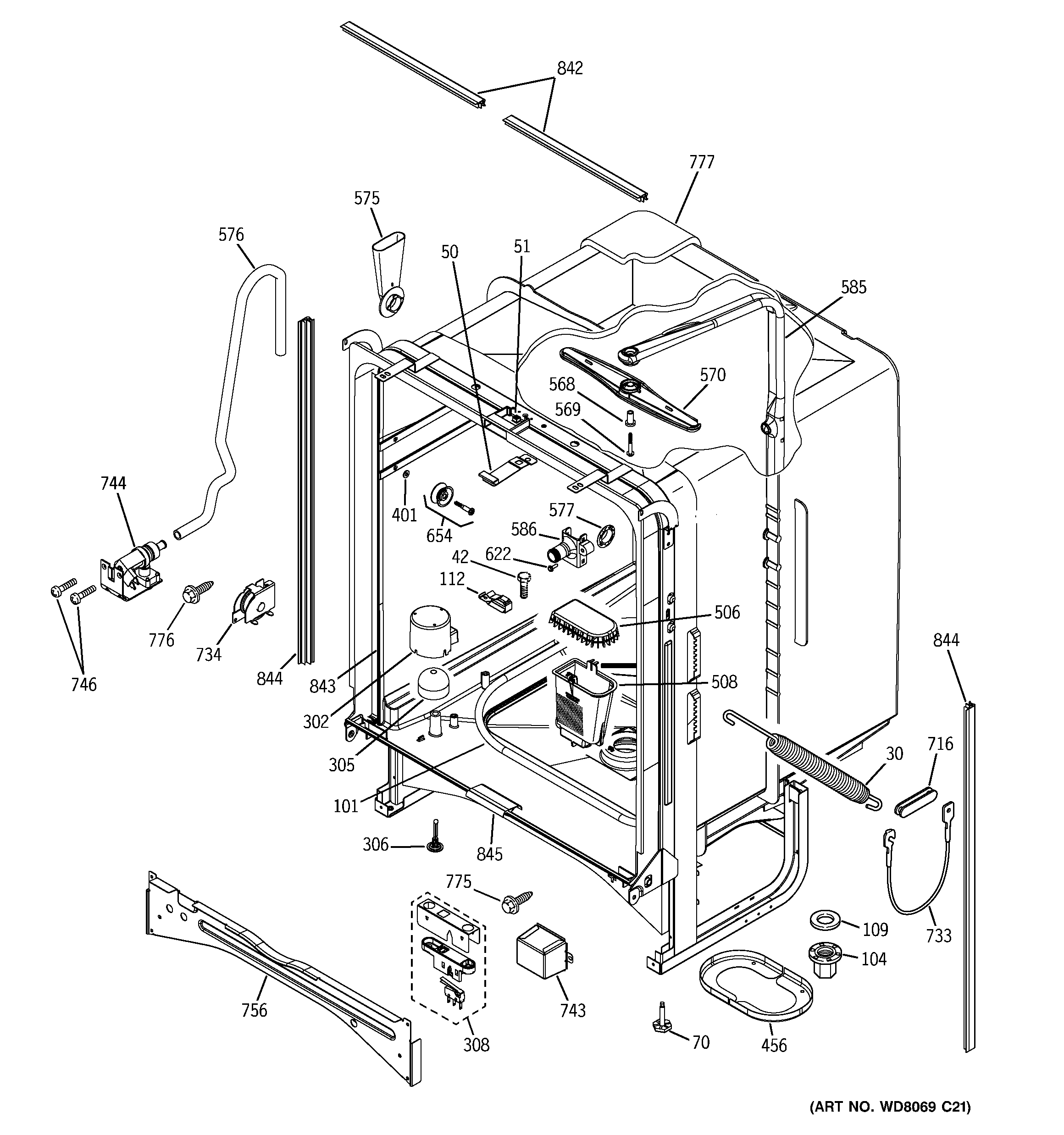 GE EDW4000G02BB body parts diagram