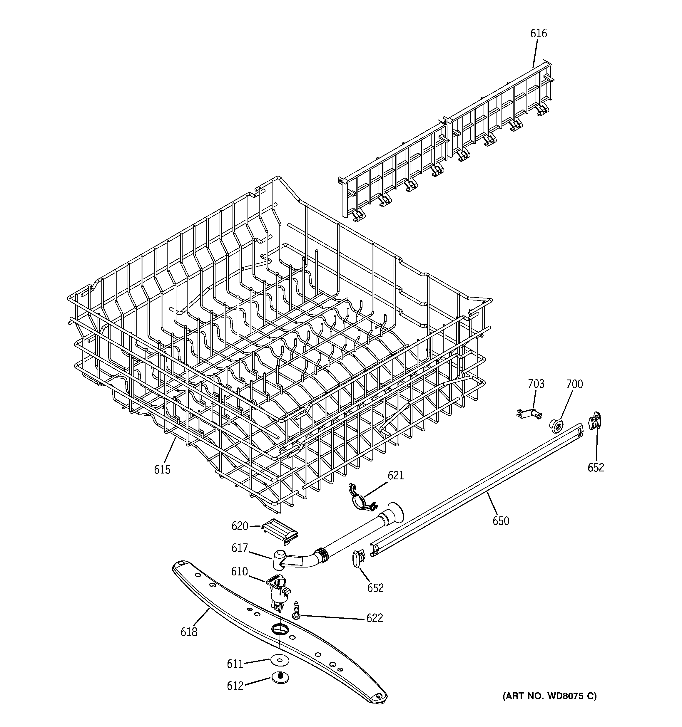 GE EDW4000G02BB upper rack assembly diagram
