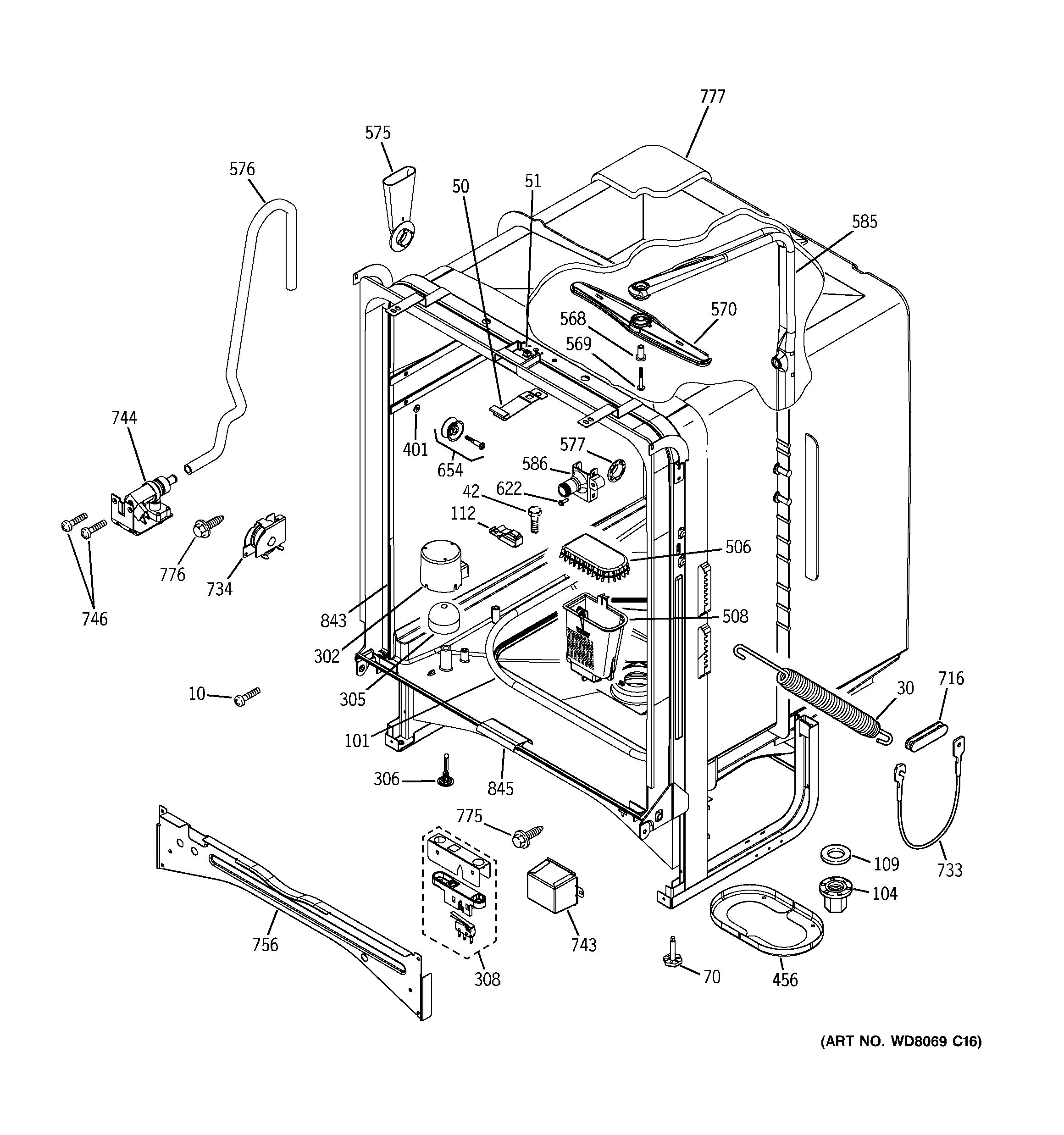 GE GSD6200J01CC body parts diagram