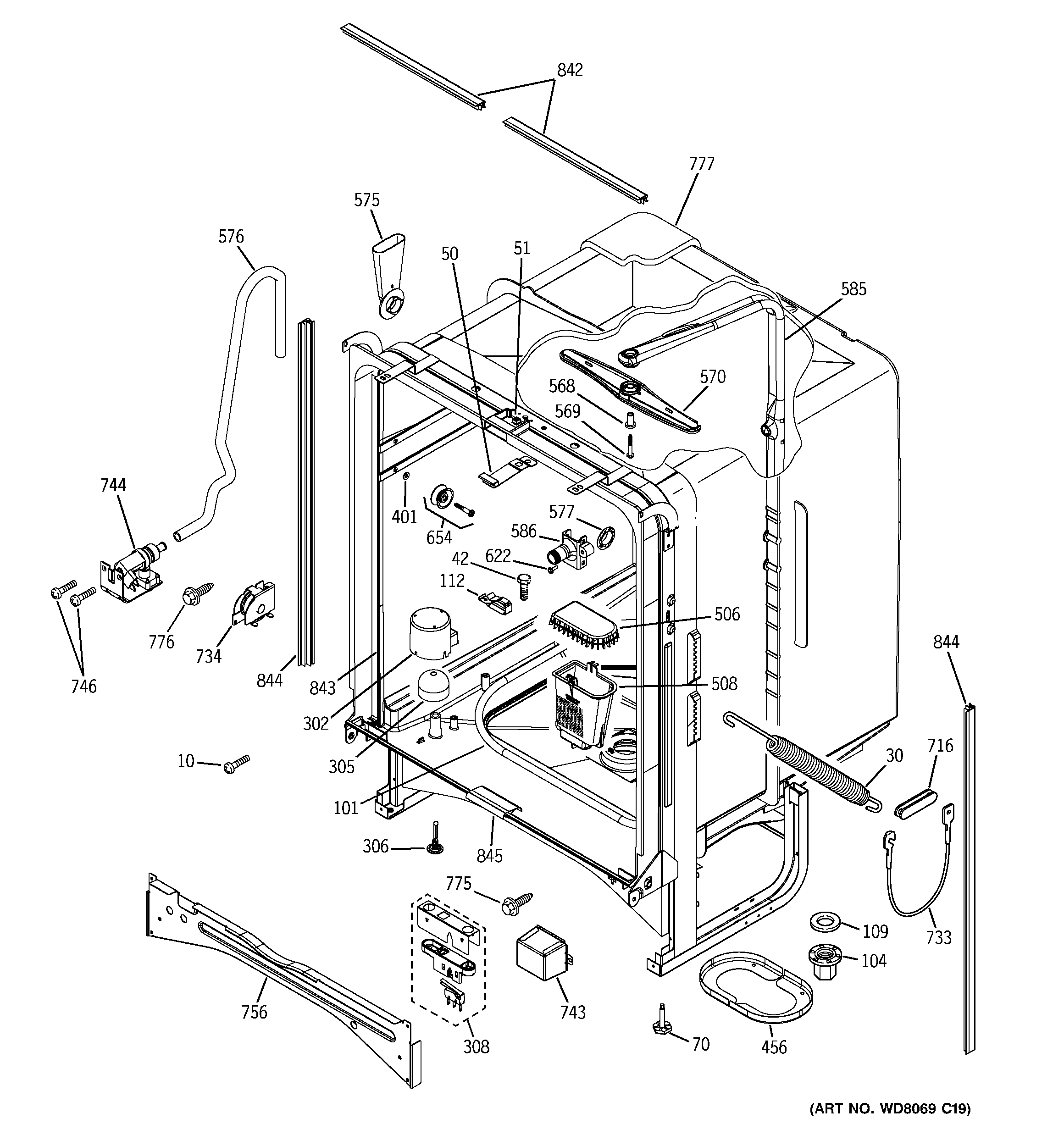 GE GSD6700G02CC body parts diagram