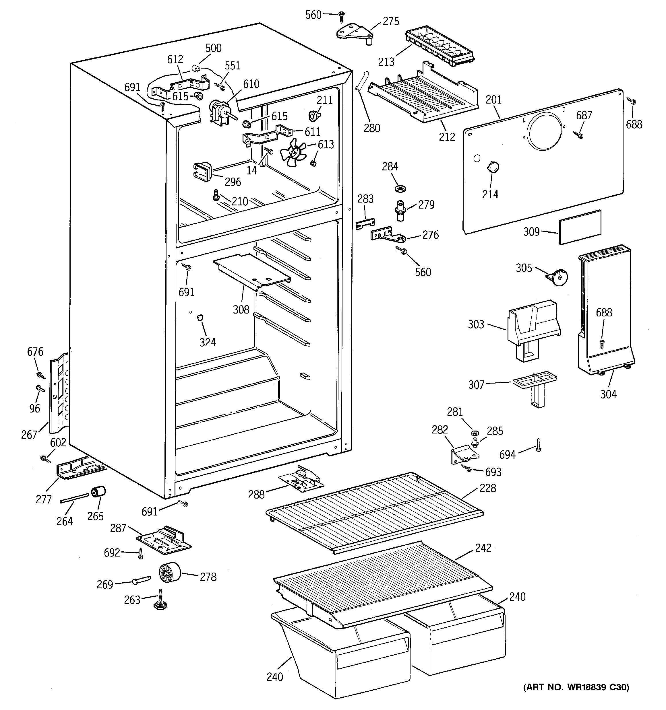 GE GTS16BBPELBB cabinet diagram