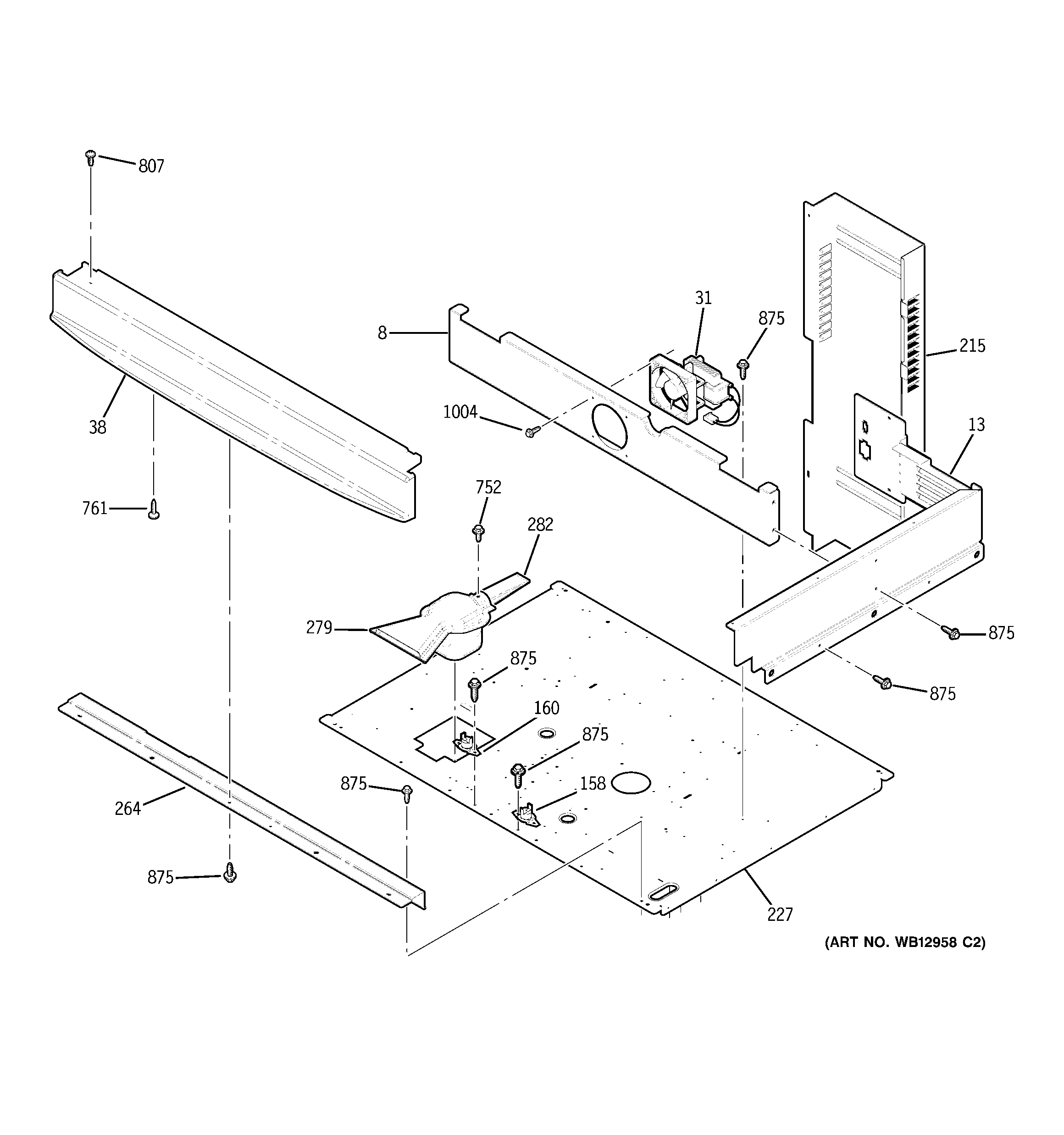 GE ZET3058BH1BB center spacer diagram
