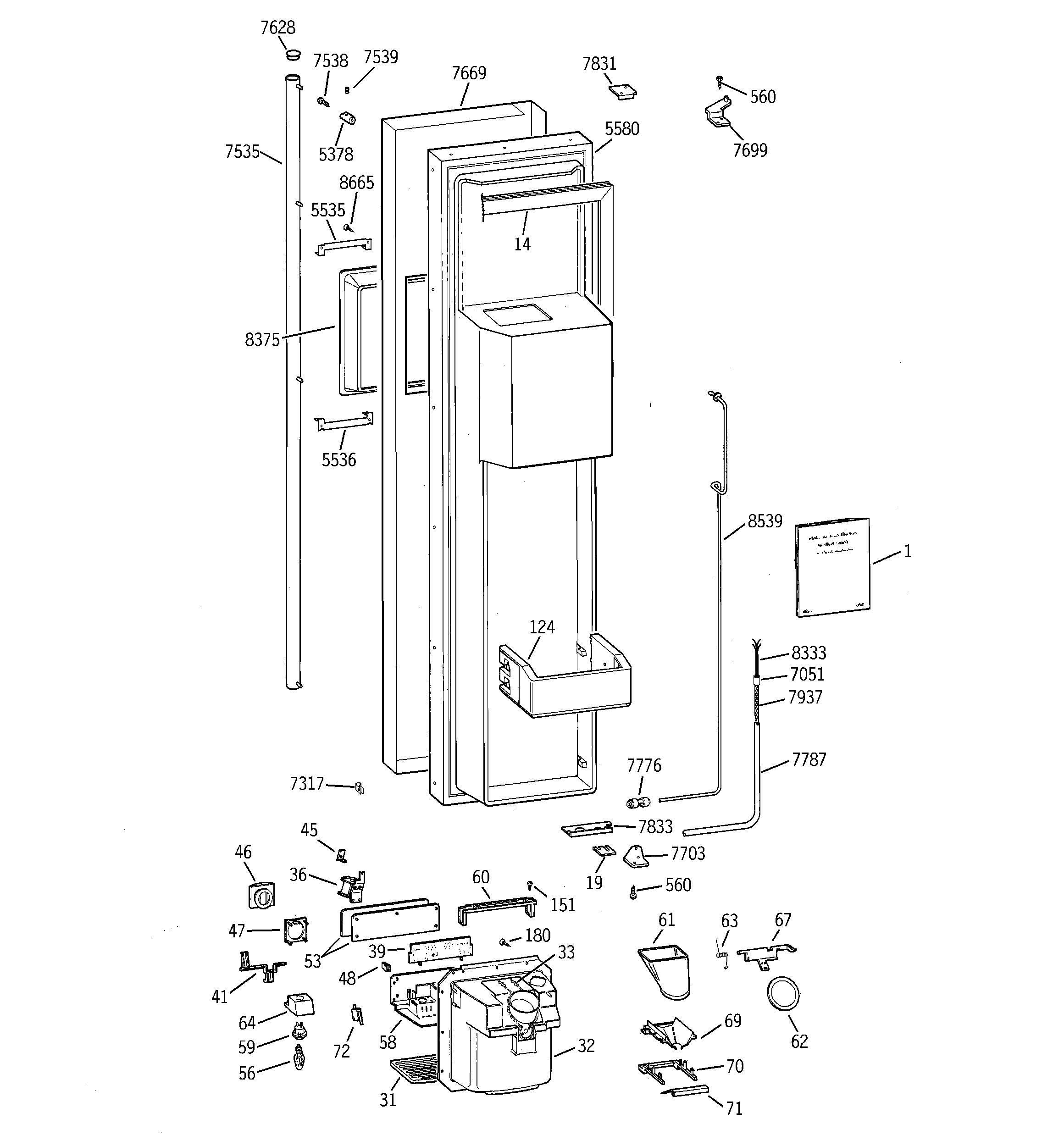 GE ZISS42DCASS freezer door diagram