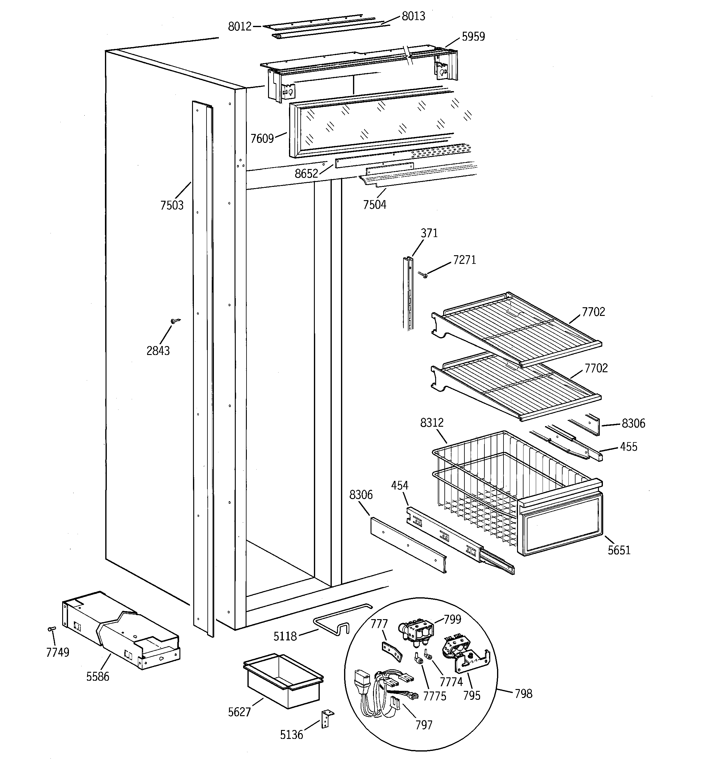 GE ZISS42DCASS freezer section diagram
