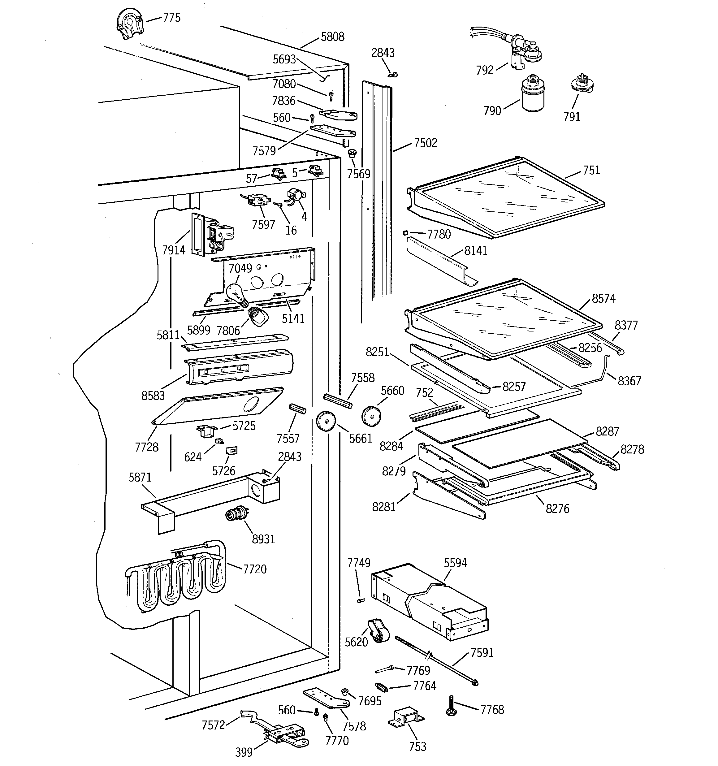 GE ZISS42DCASS fresh food section diagram