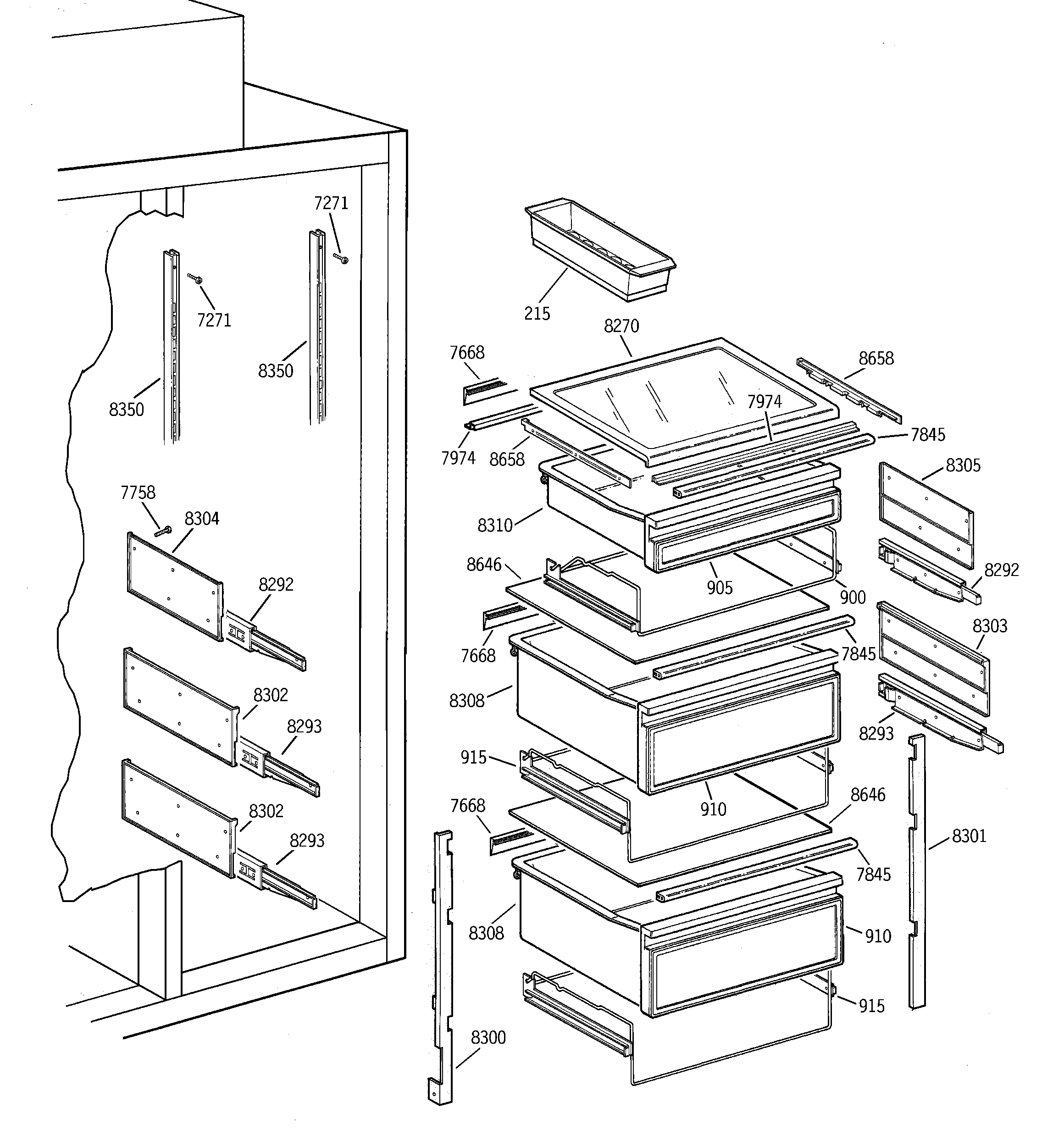 GE ZISS42DCASS fresh food section diagram