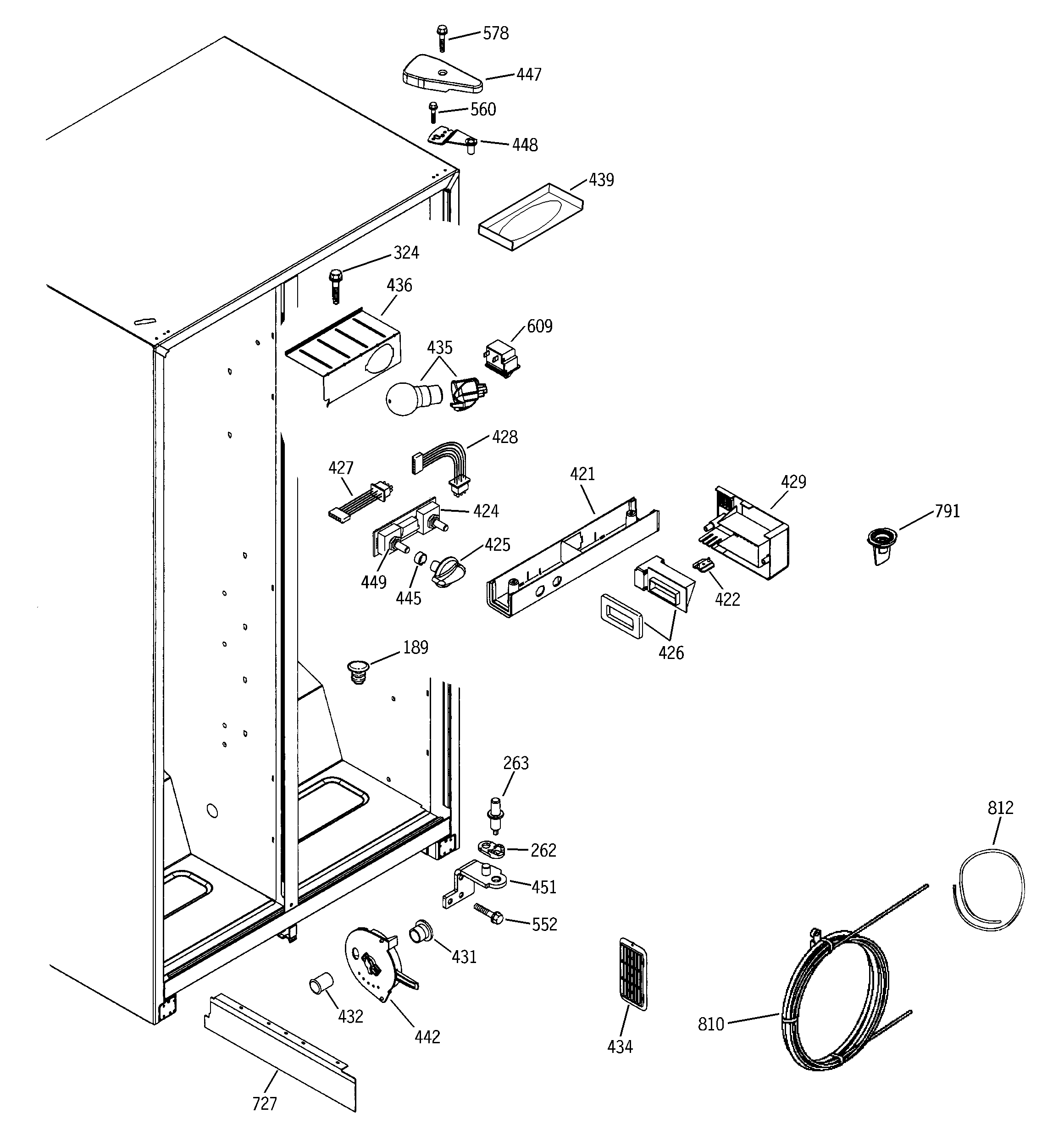 GE GSA22KEMCFBB fresh food section diagram