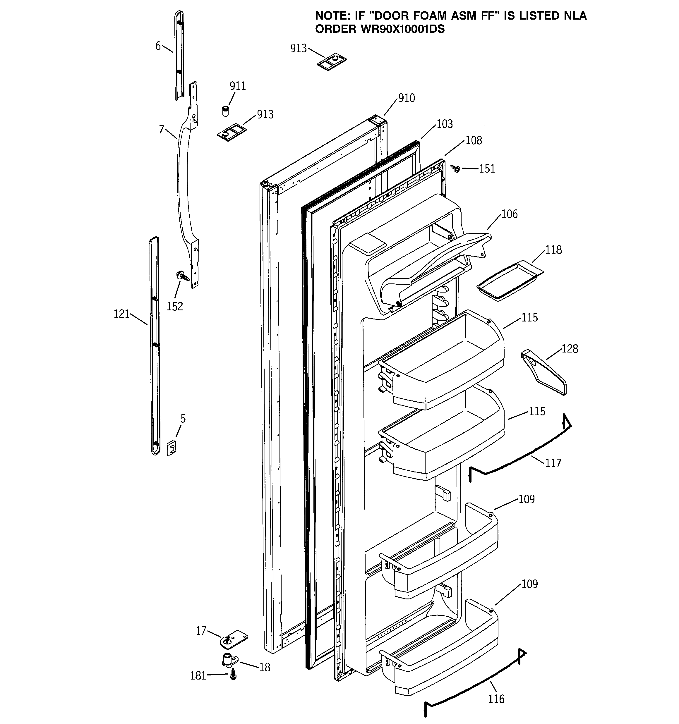 GE GSG20IEMBFWW fresh food door diagram