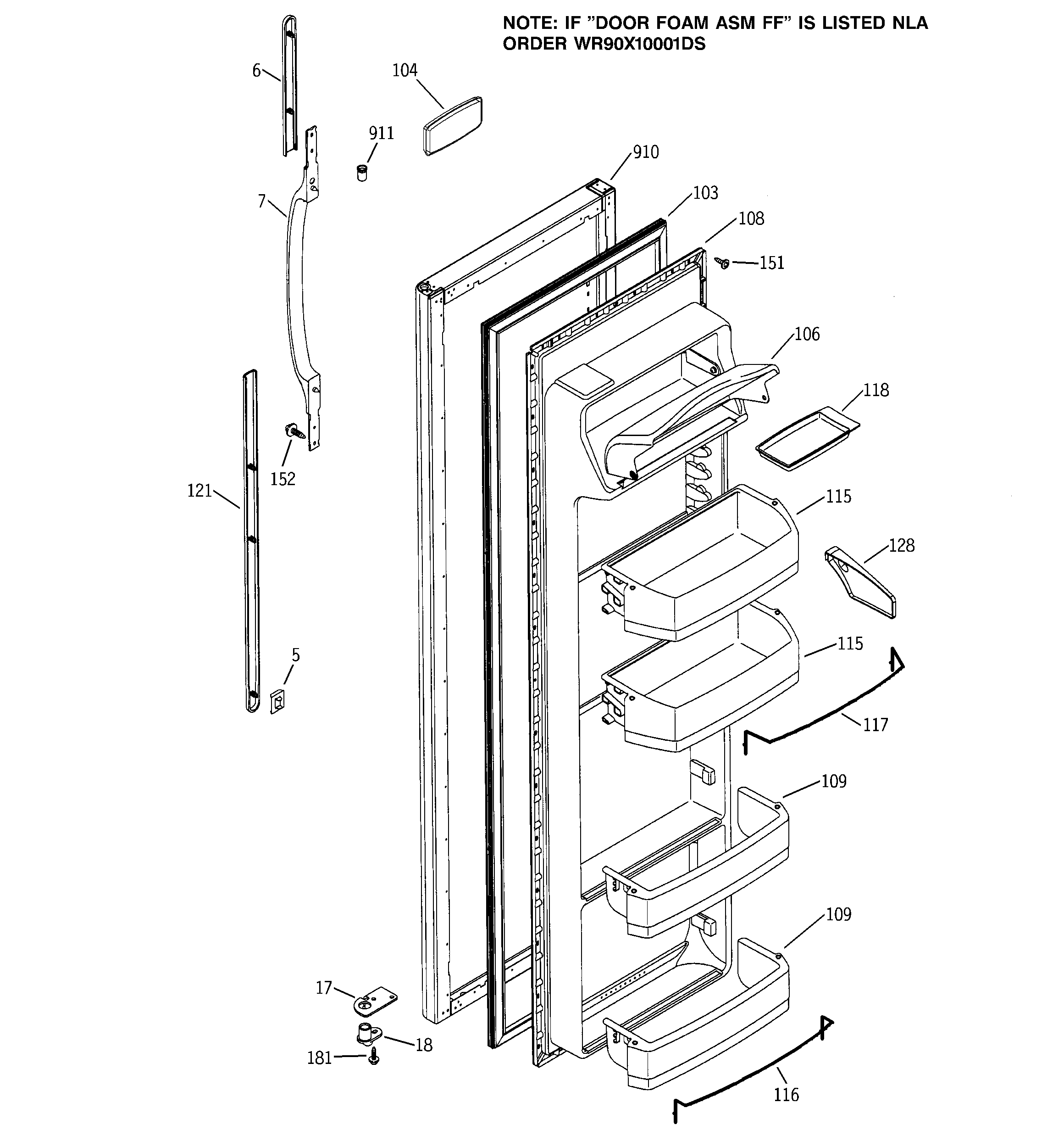 GE GSG20IEMCFBB fresh food door diagram