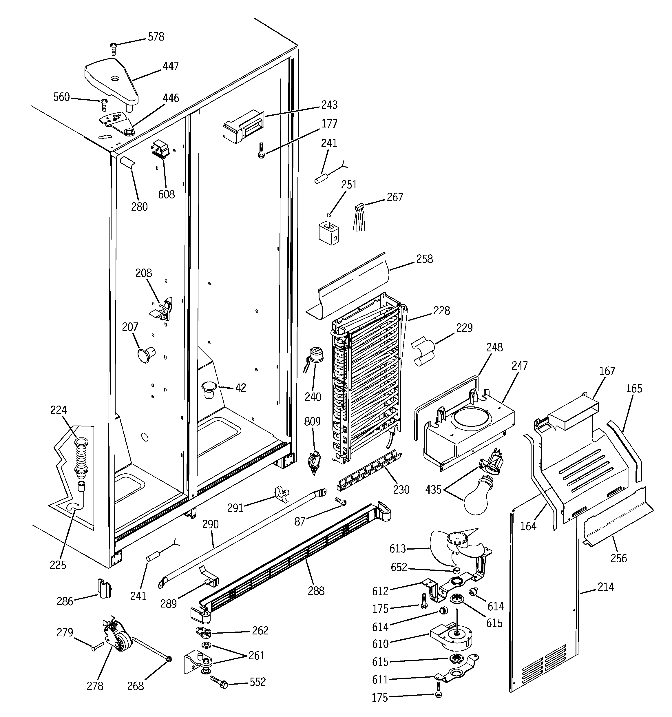 GE GSG20IEMCFBB freezer section diagram