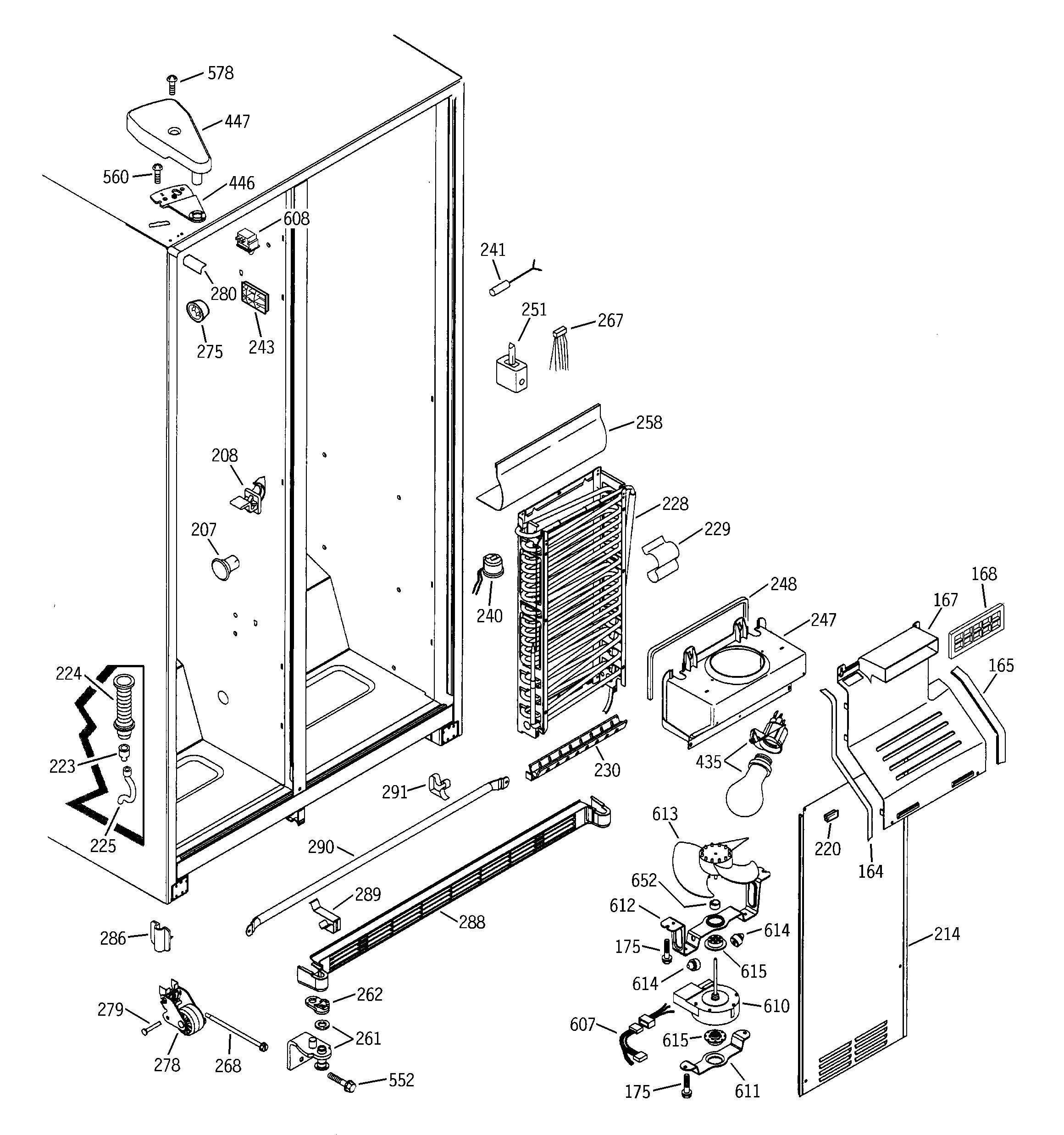 GE GSG22KBMBFBB freezer section diagram