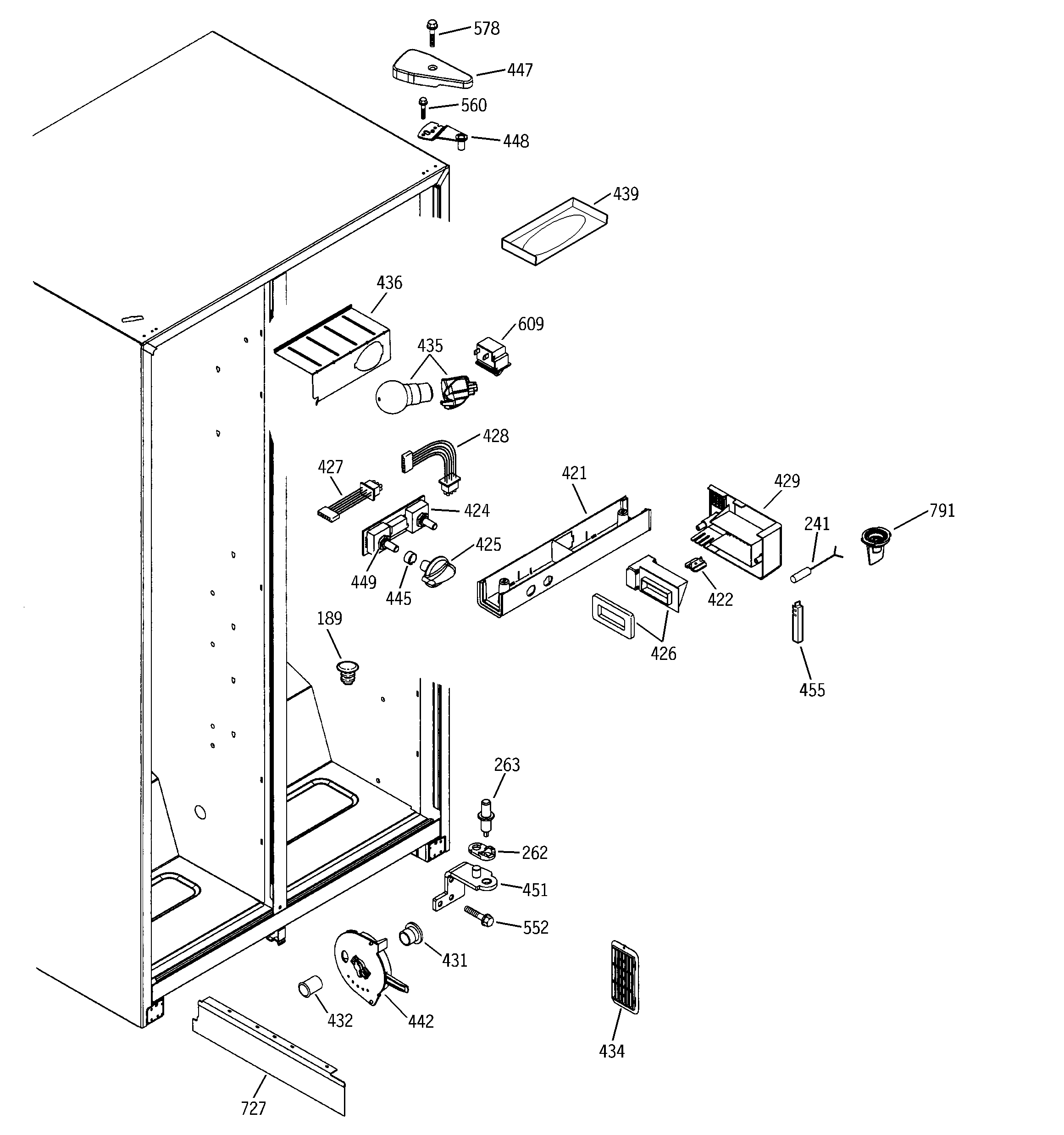 GE GSG22KBMBFBB fresh food section diagram
