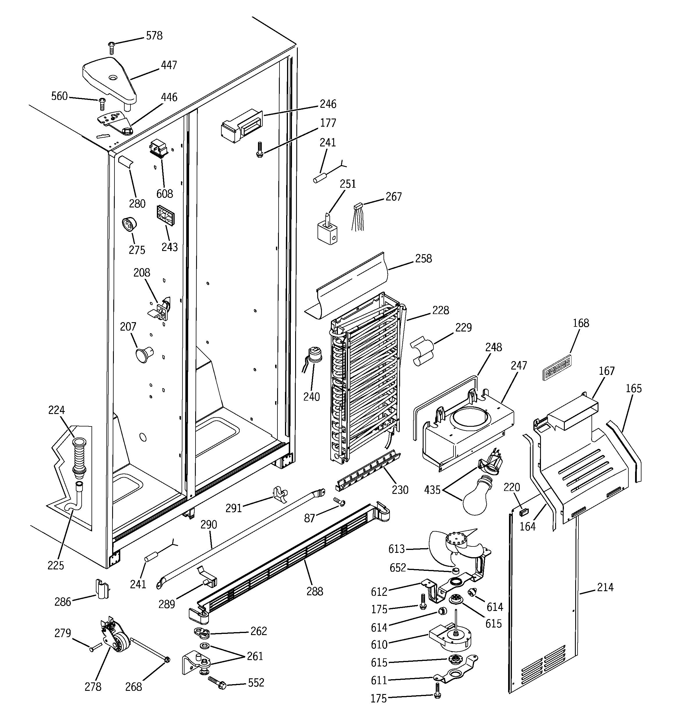 GE GSG22KBMCFBB freezer section diagram