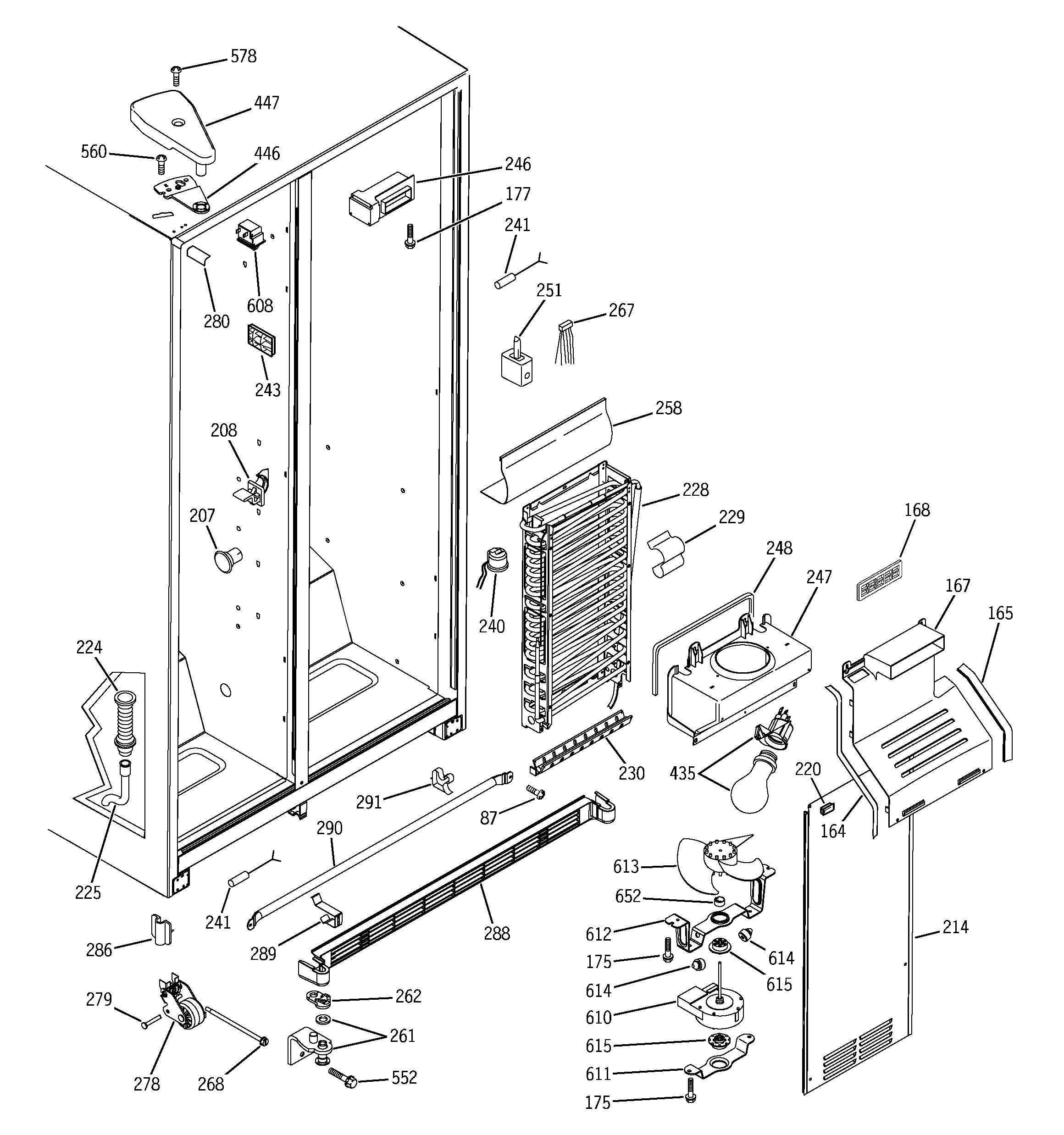 GE GSG22KBMDFWW freezer section diagram