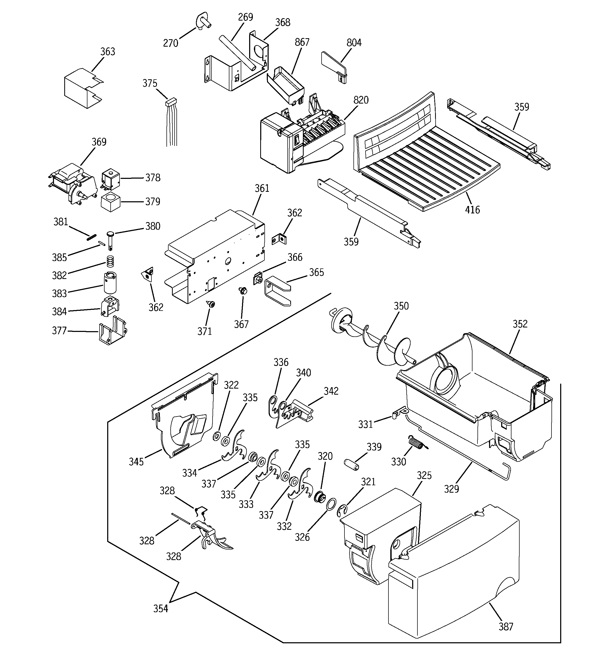 GE GSG22KEMDFWW ice maker & dispenser diagram