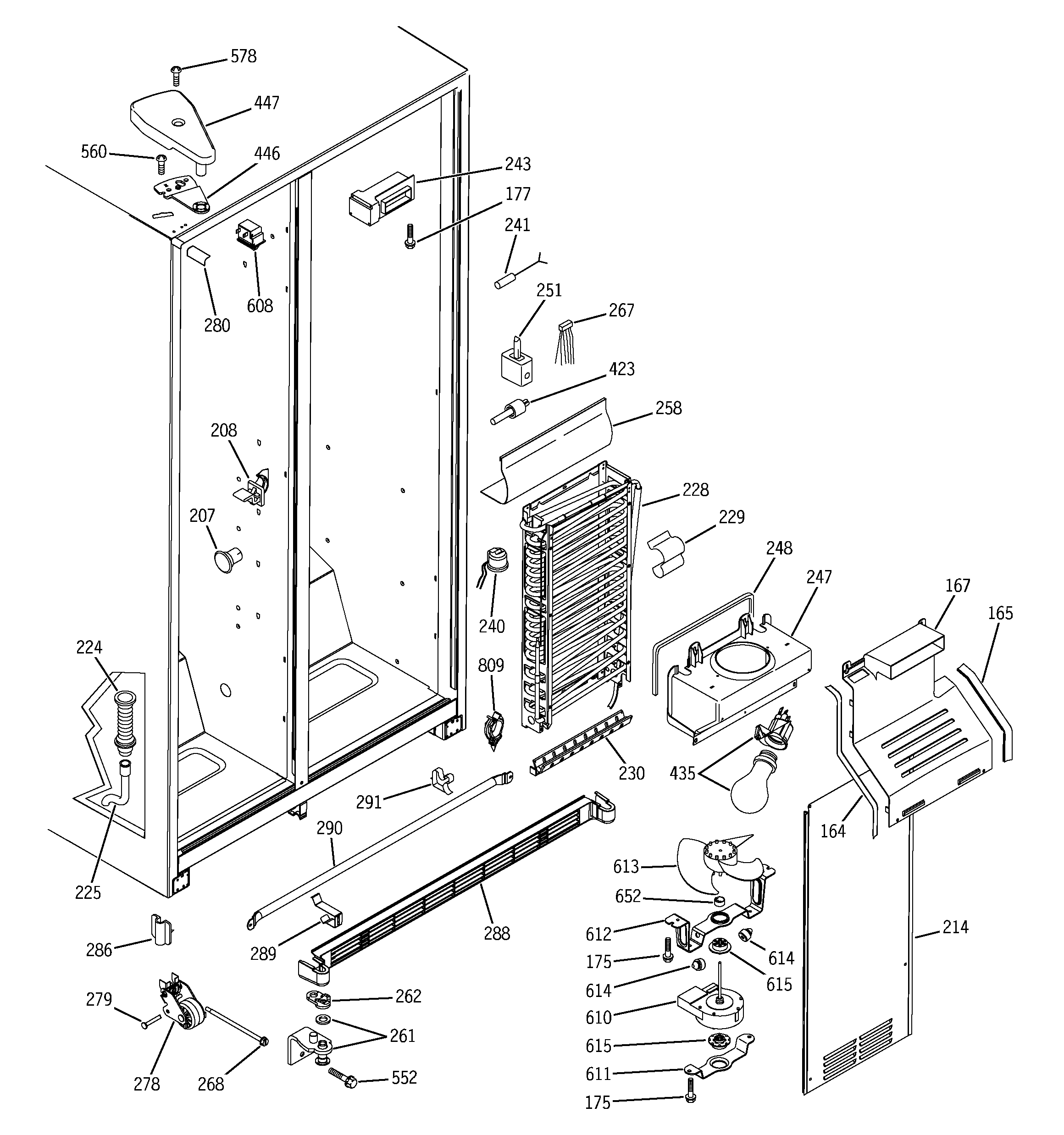 GE GSS25JFMCWW freezer section diagram