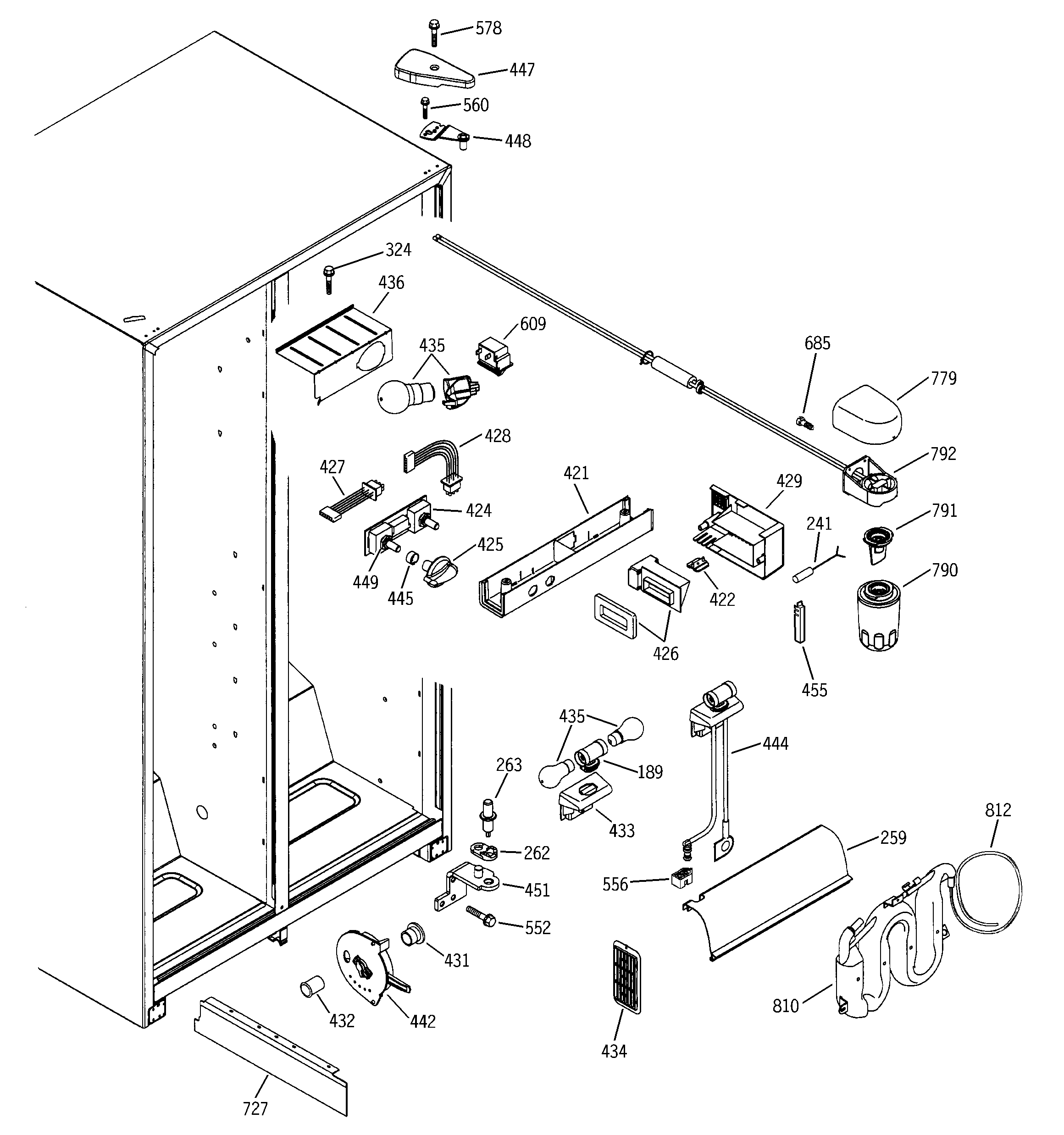 GE GSS25JFMCWW fresh food section diagram