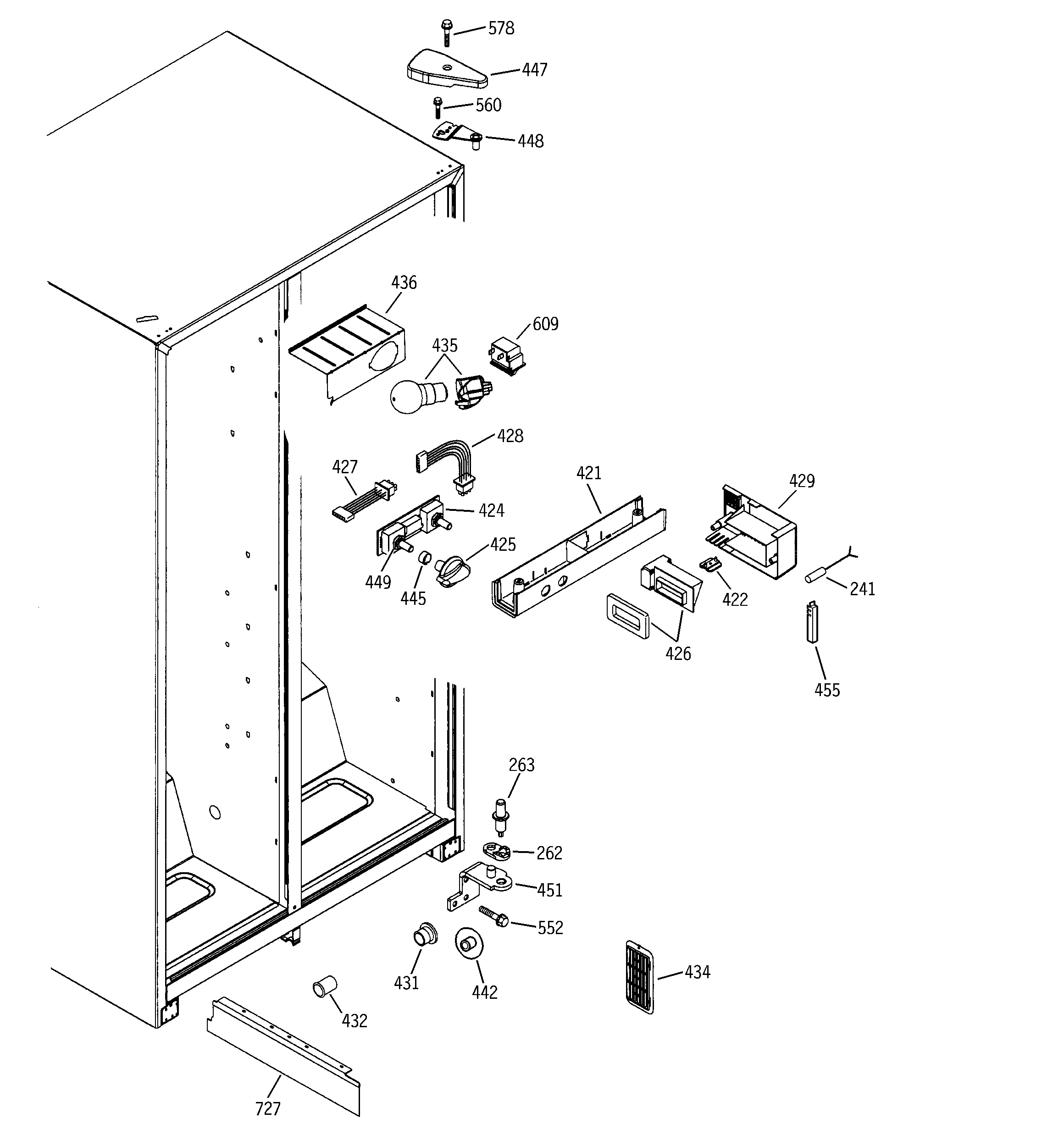 GE GSS20DBMBCC fresh food section diagram