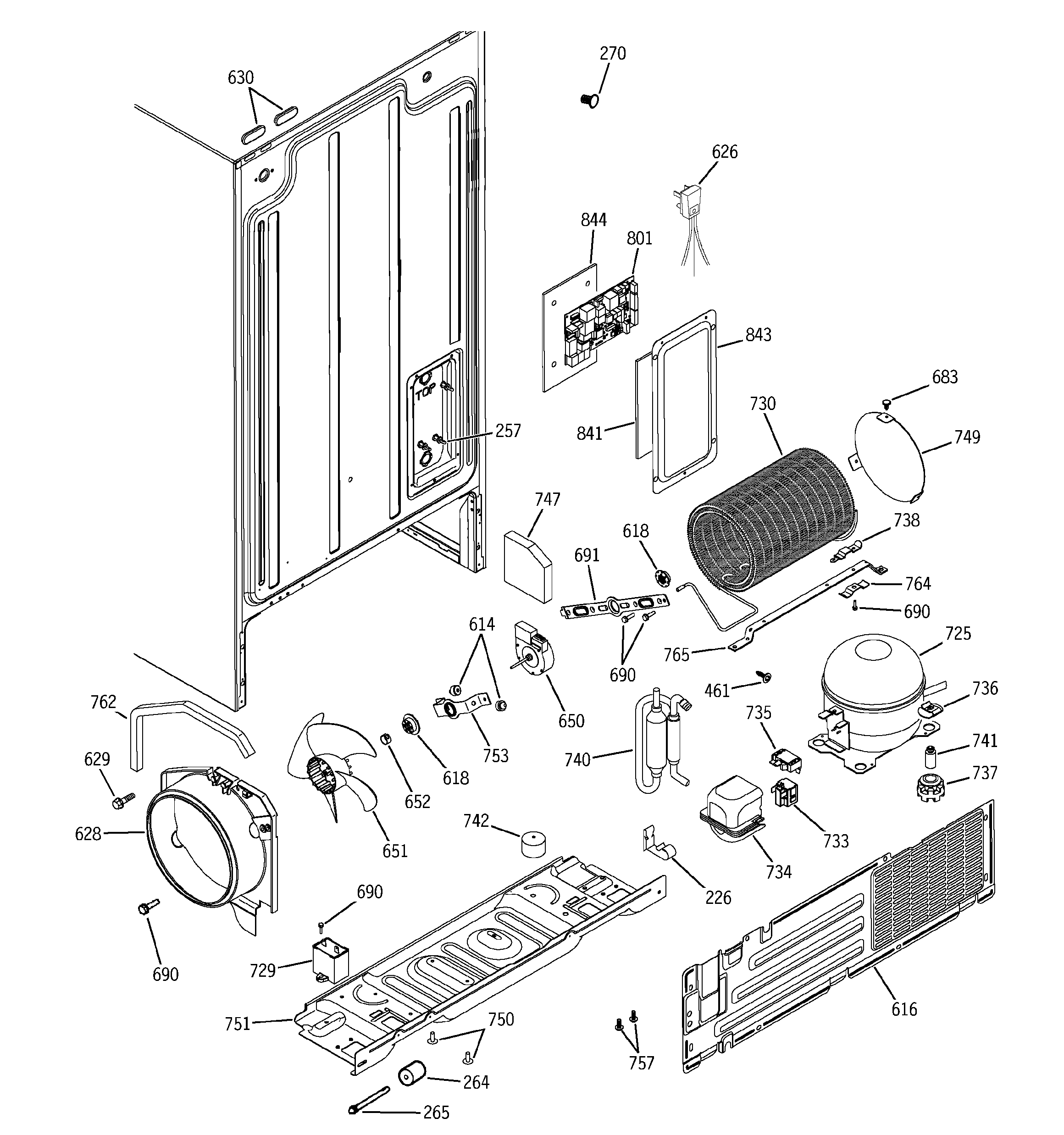 GE GSS20DBMDCC sealed system & mother board diagram