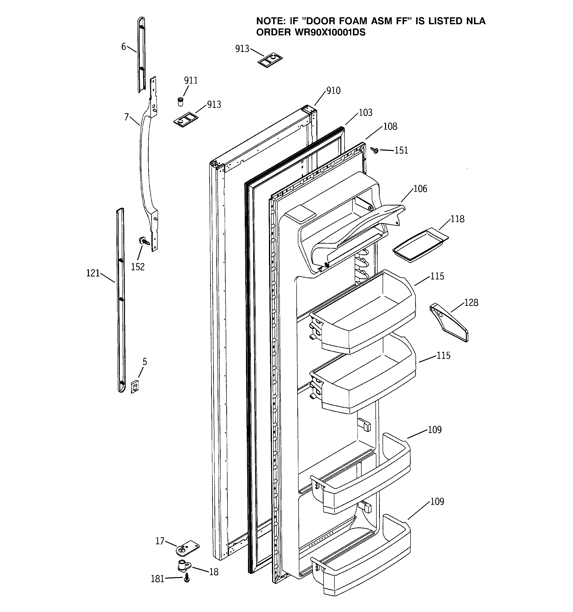 GE GSS22KGMACC fresh food door diagram