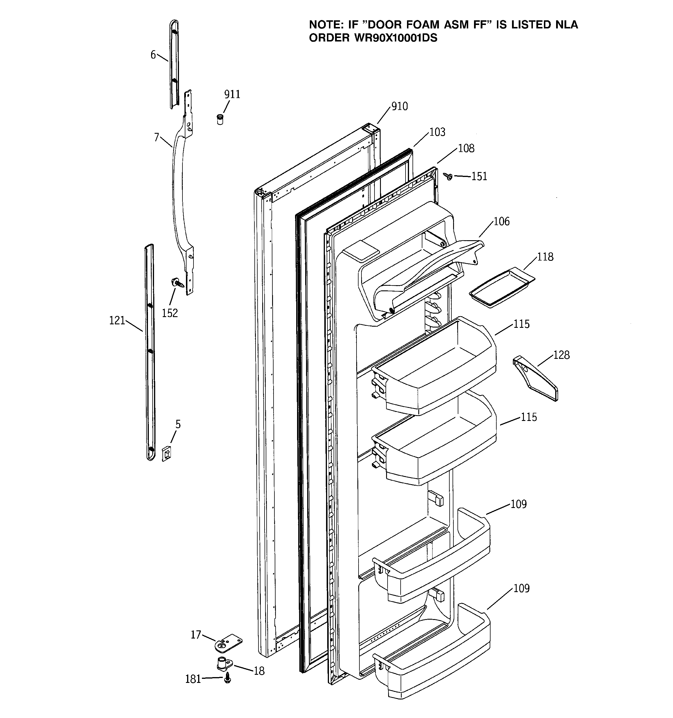 GE GSS22KGMDBB fresh food door diagram