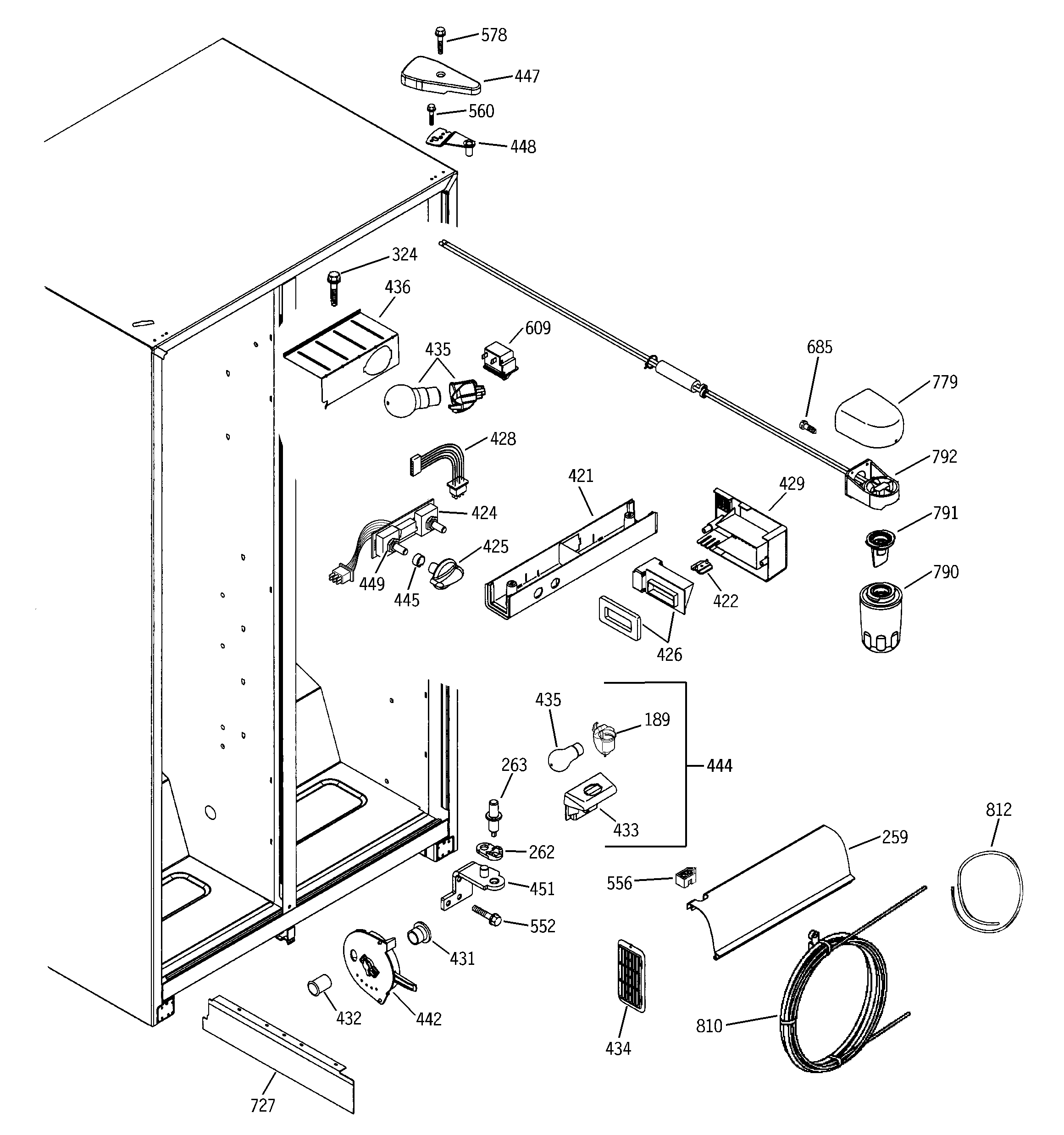 GE GSS22KGMDBB fresh food section diagram
