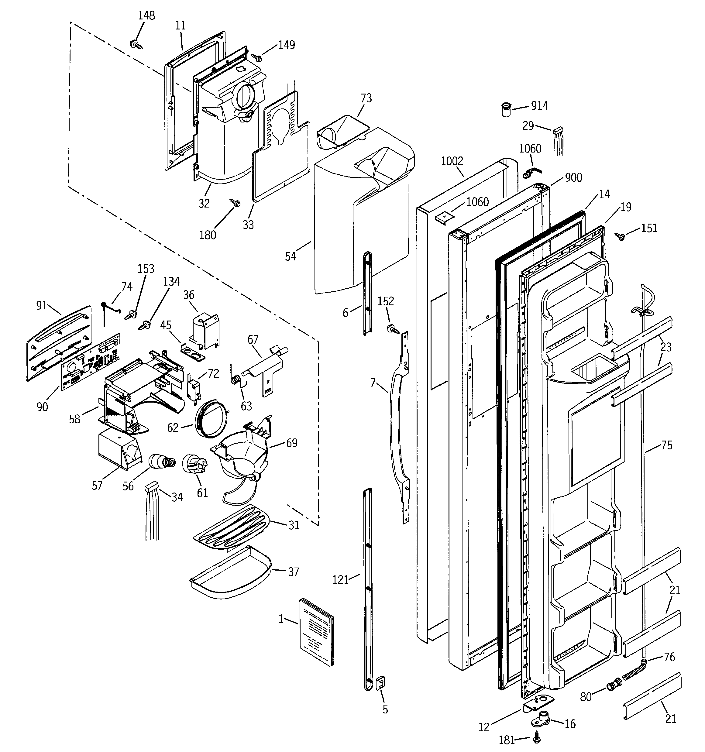GE GSS22SGMCBS freezer door diagram