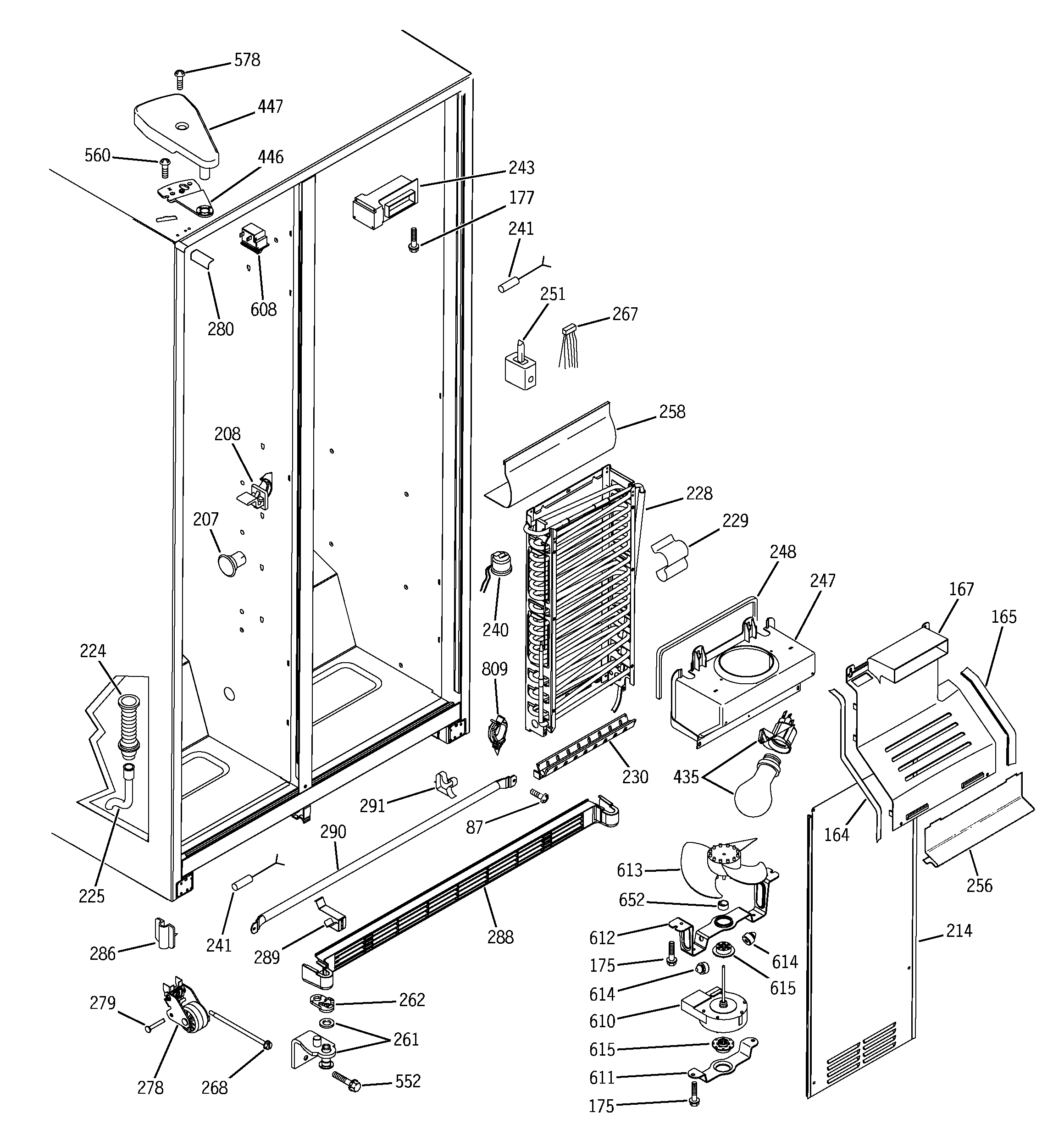 GE GSS22SGMCBS freezer section diagram