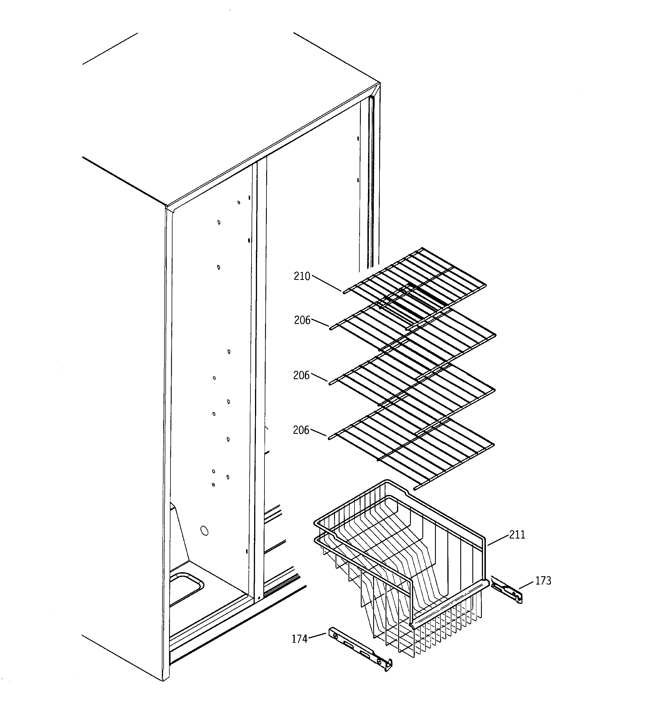 GE GSS22SGMCBS freezer shelves diagram