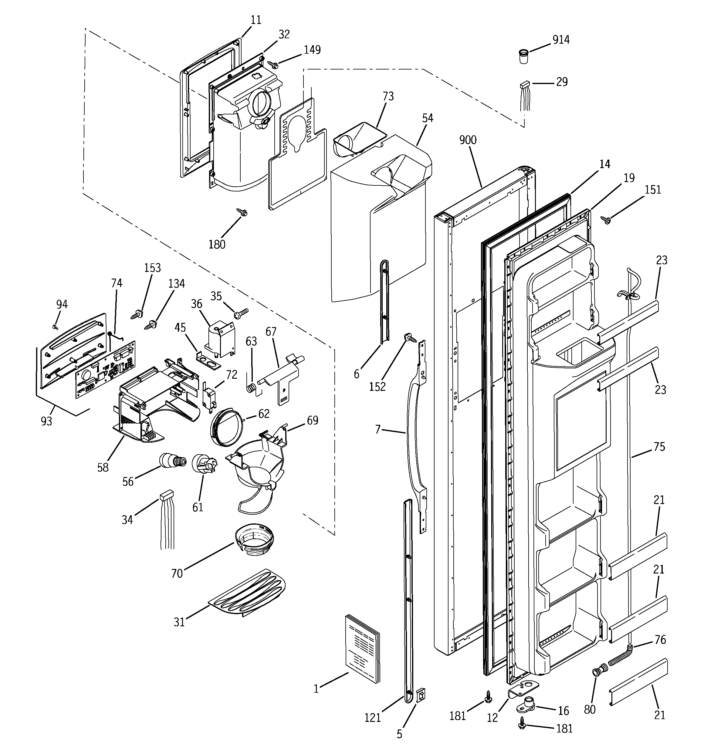 GE GSS22VGMDCC freezer door diagram