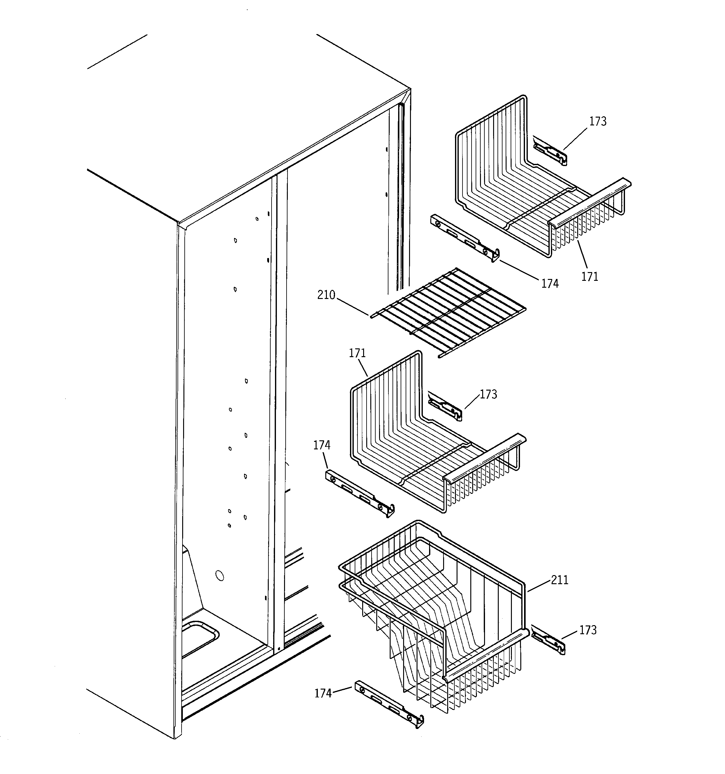 GE GSS22VGMDCC freezer shelves diagram