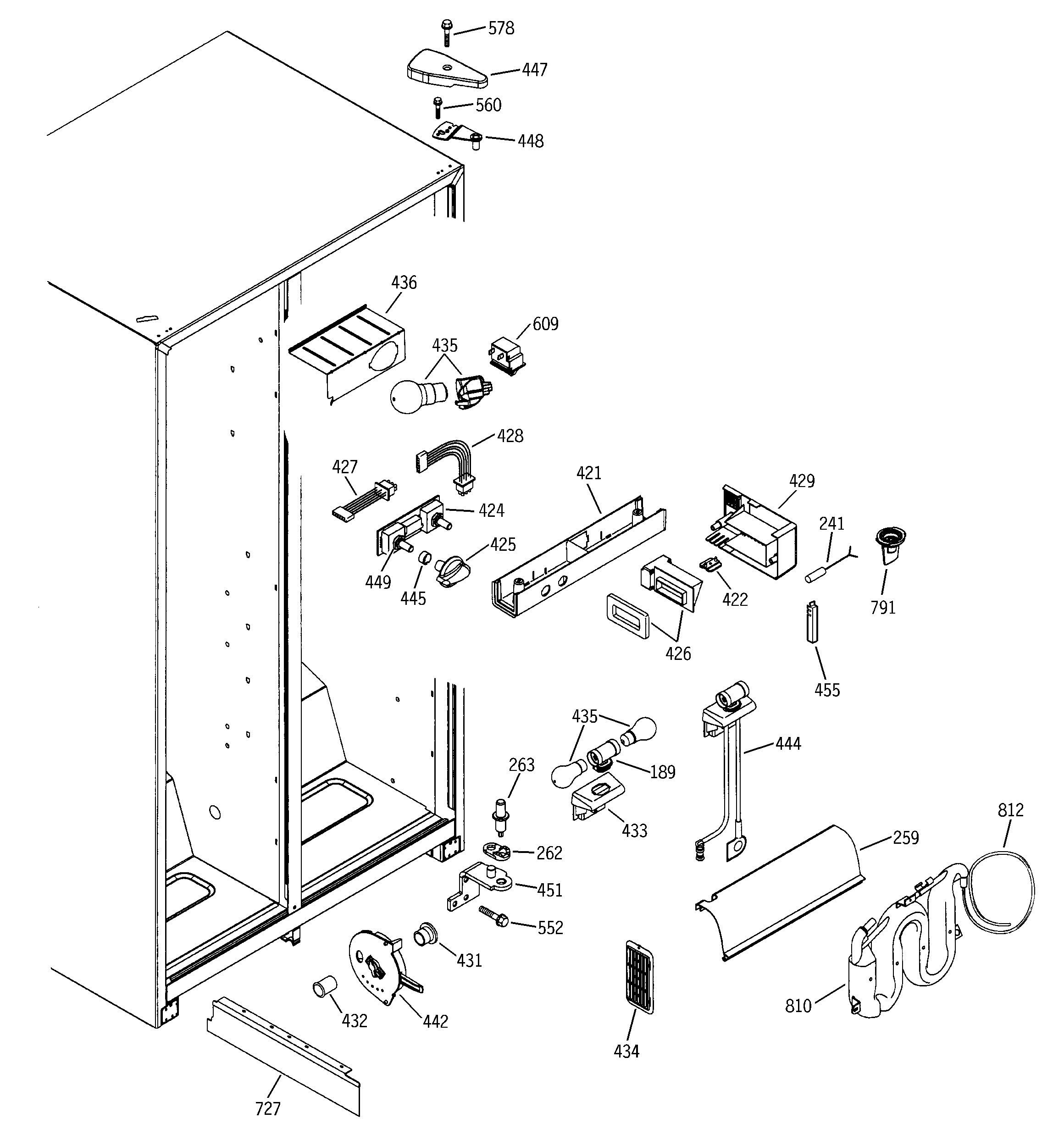 GE GSS25JEMAWW fresh food section diagram