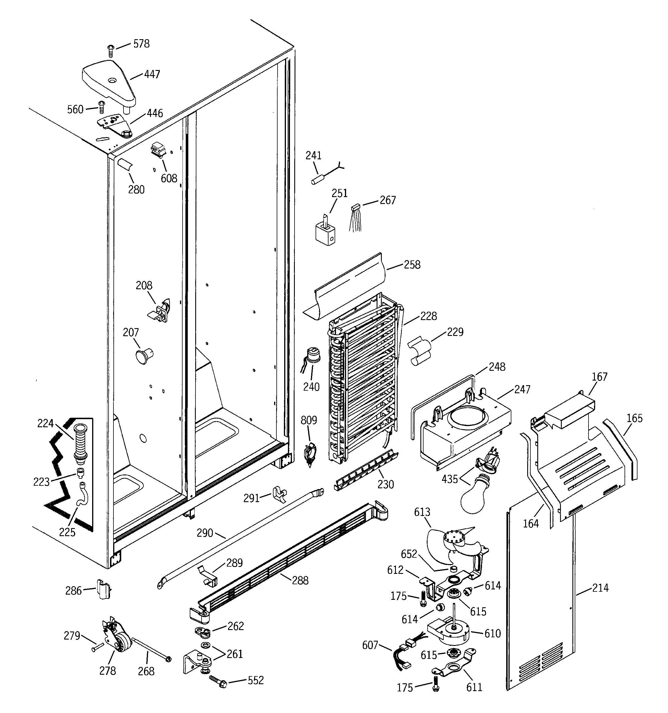 GE GSS25JEMBWW freezer section diagram