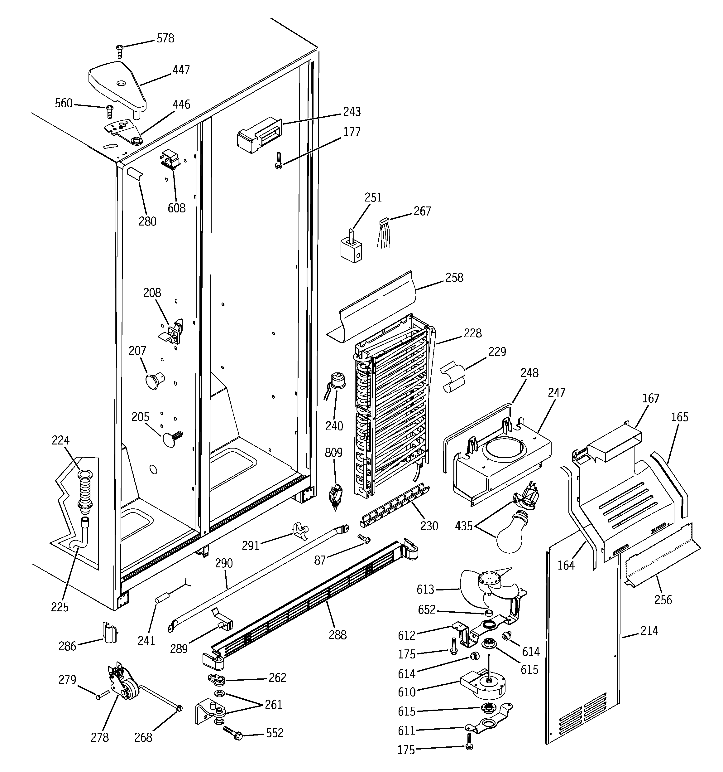 GE GSM20IEMDWW freezer section diagram
