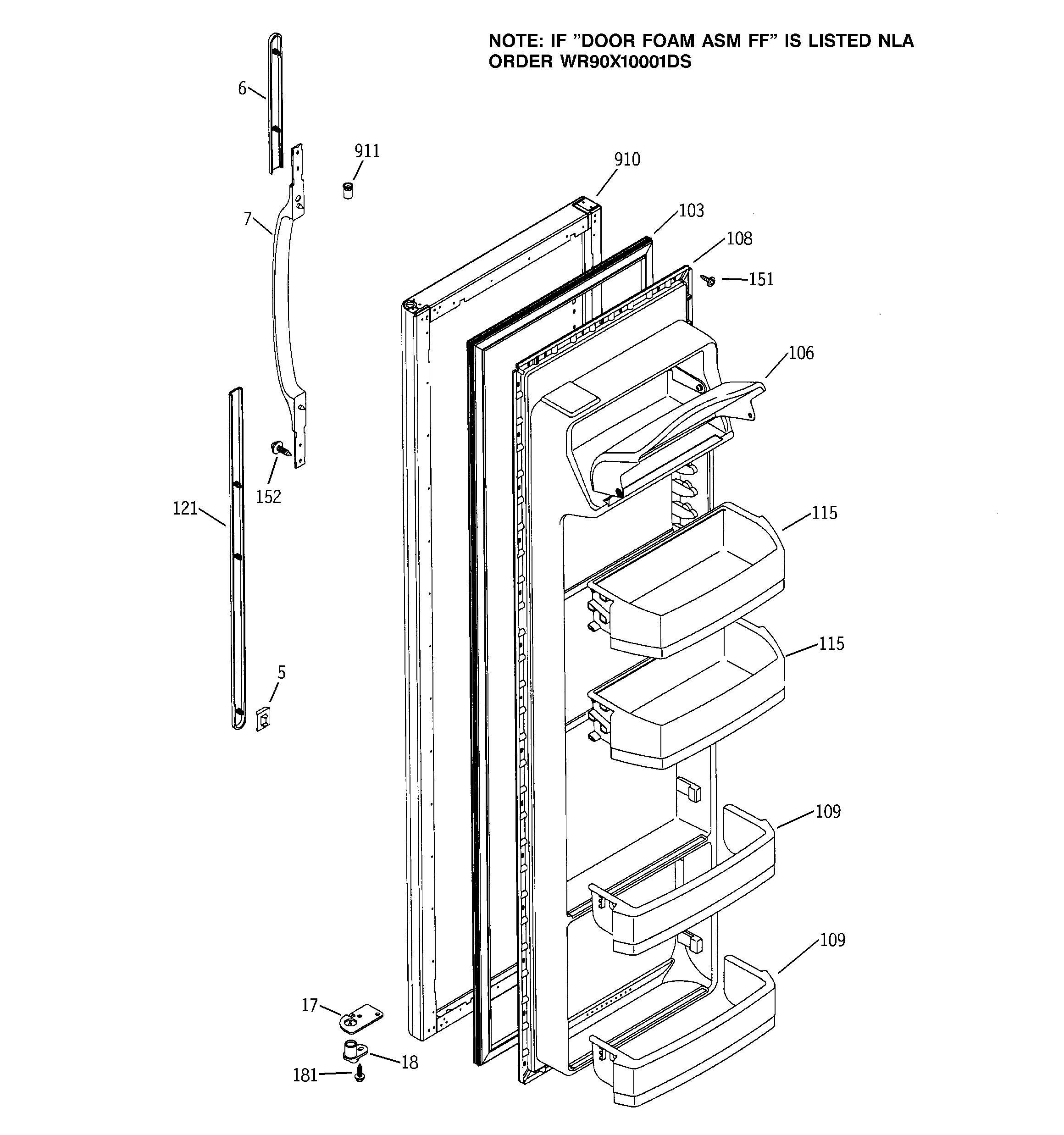 GE GSS20IEMDCC fresh food door diagram